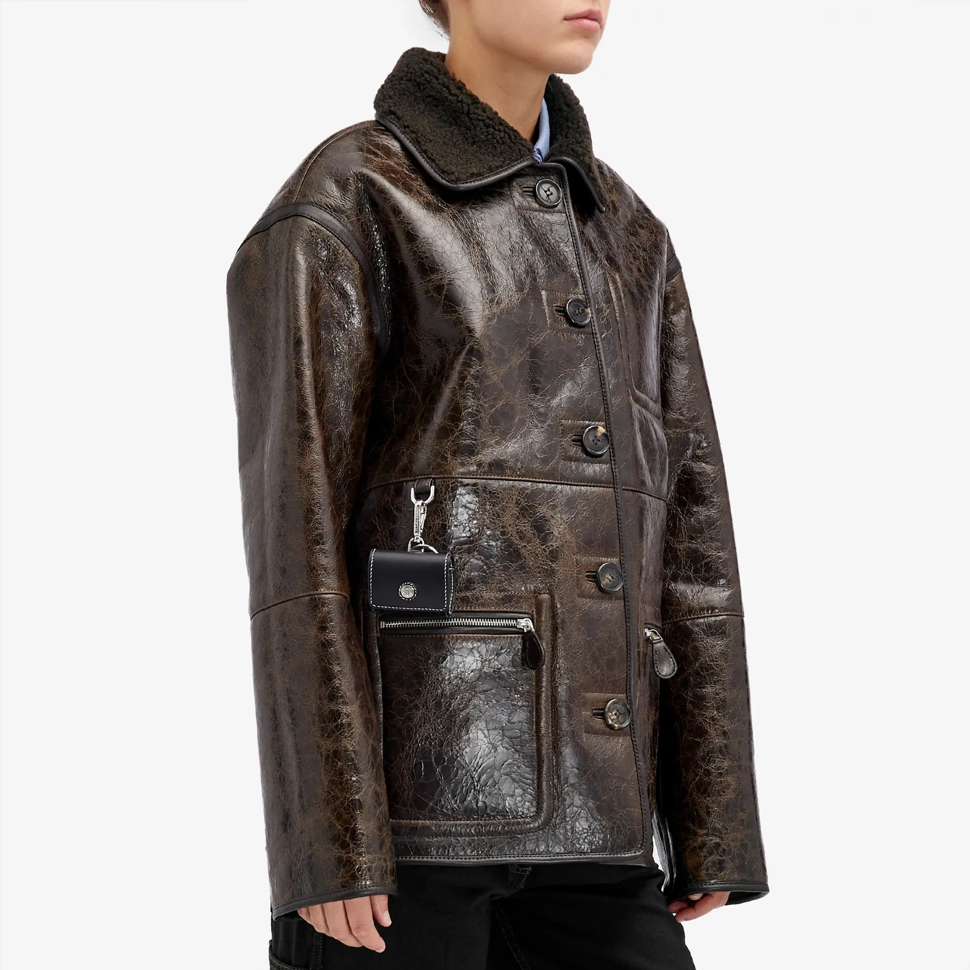 Saks Potts Women's Ada Shearling Jacket Distressed Brown | 22020