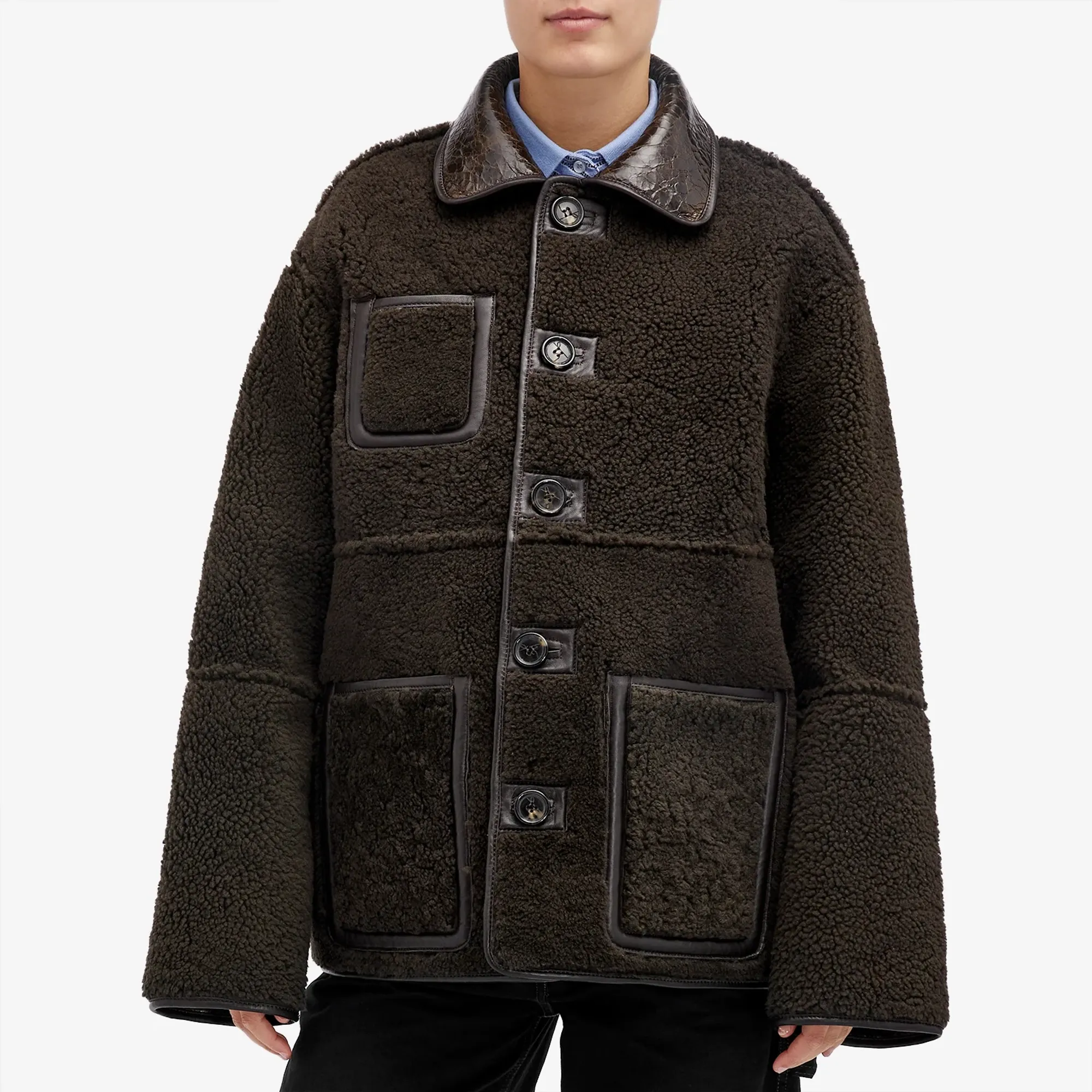 Saks Potts Women's Ada Shearling Jacket Distressed Brown | 22020
