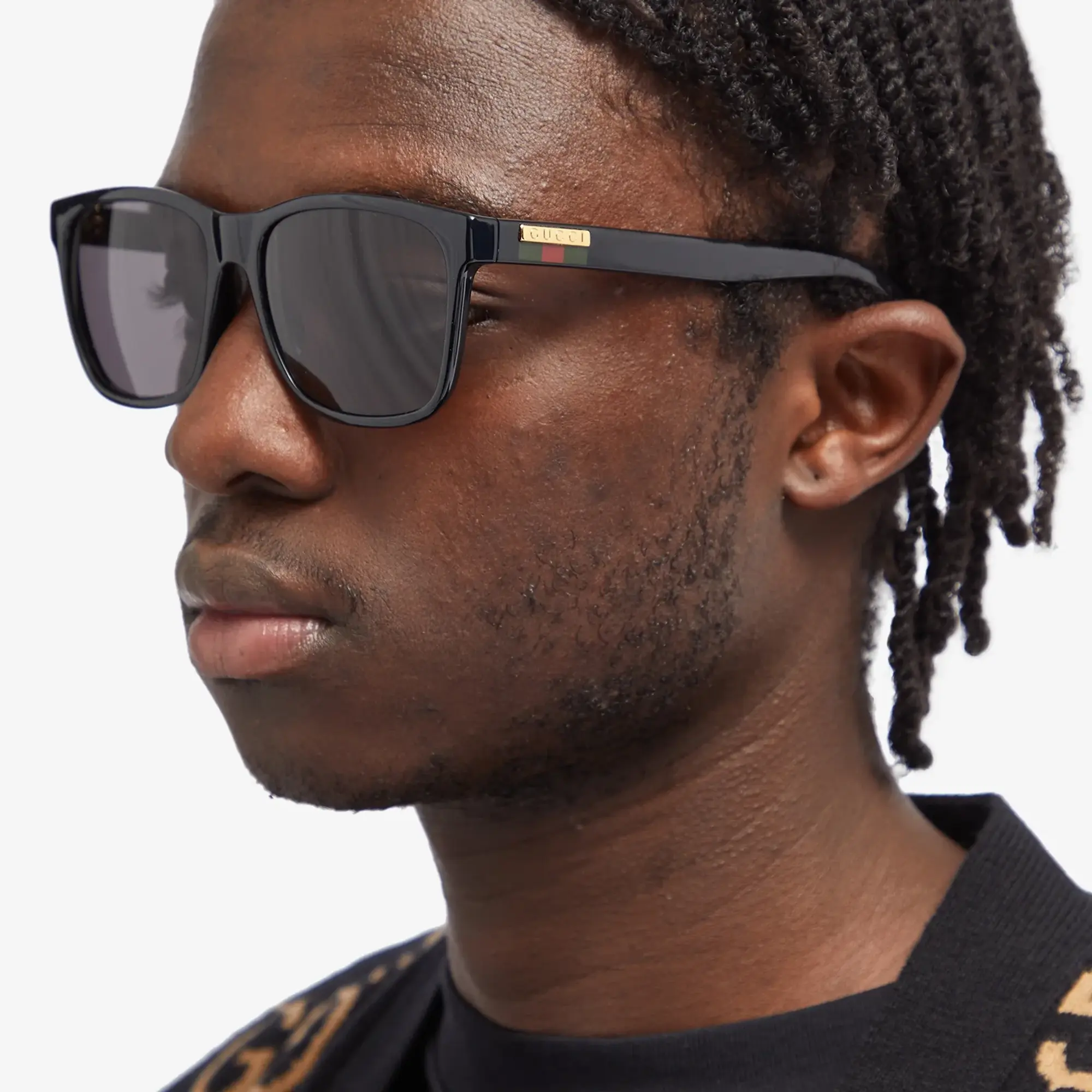 Gucci Men's Lines Acetate Sunglasses Black/Grey