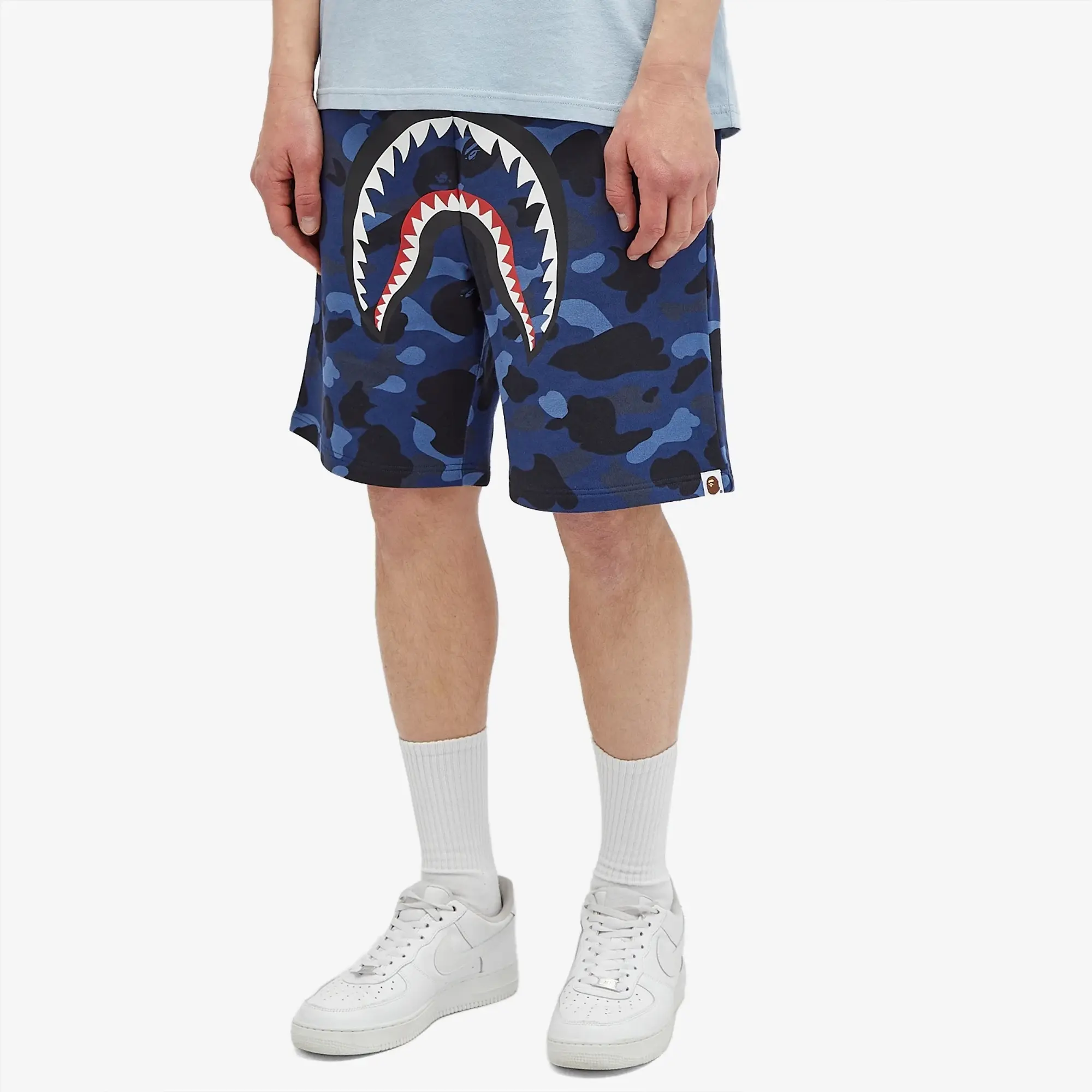 A Bathing Ape Men's Colour Camo Shark Sweat Shorts Navy