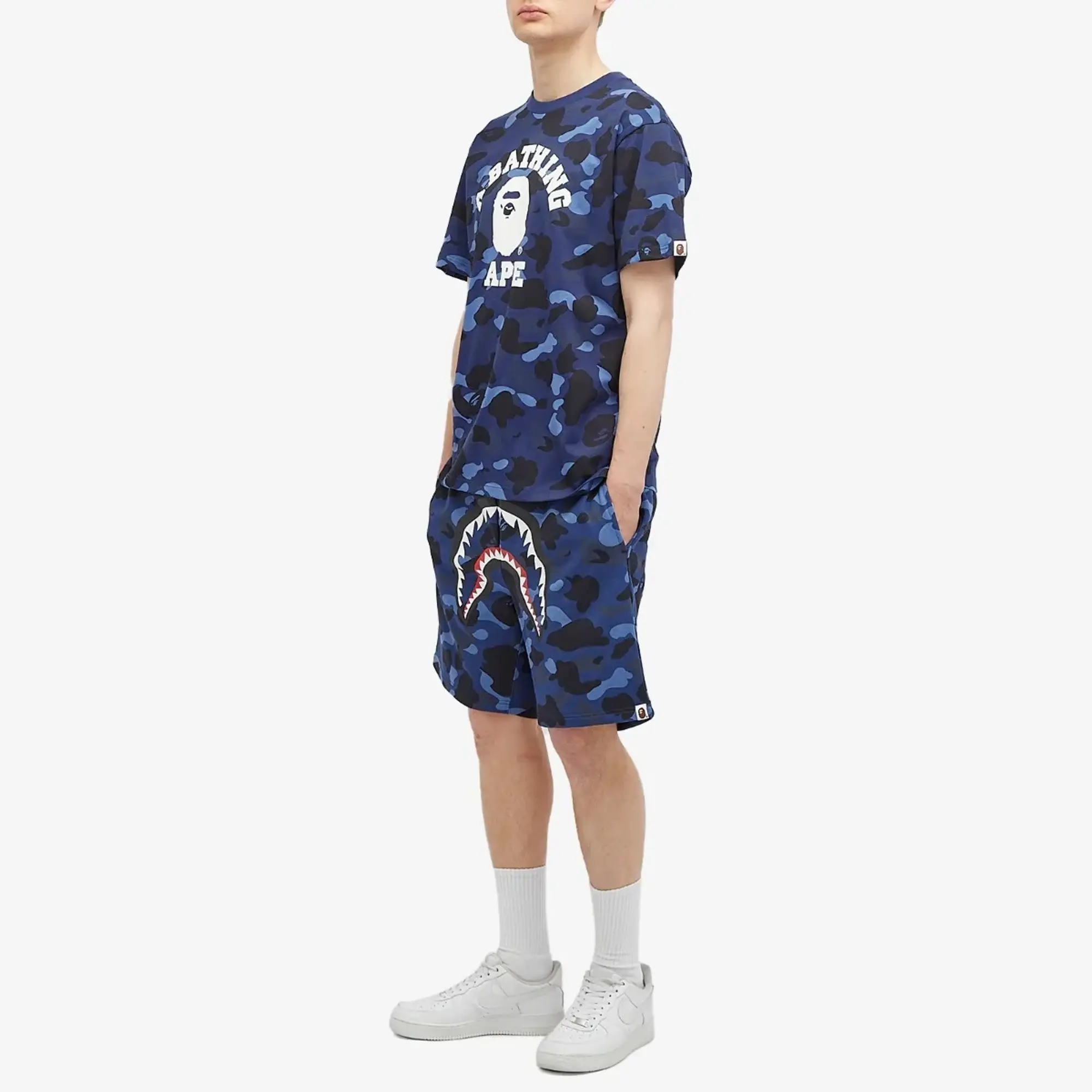 A Bathing Ape Men's Colour Camo College T-Shirt Navy