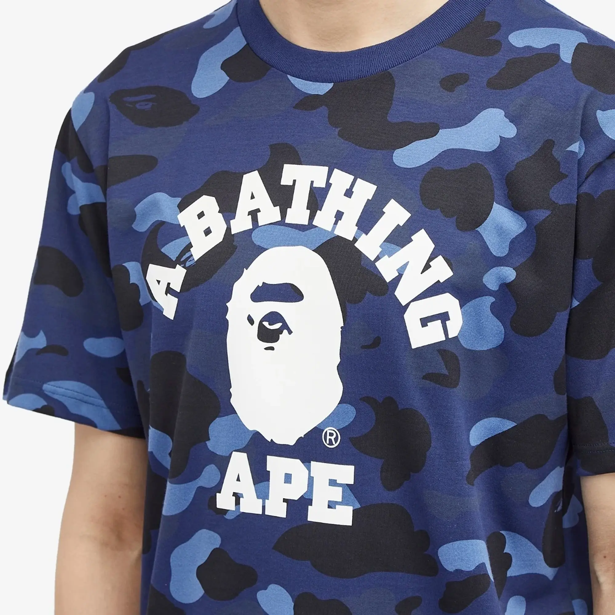 A Bathing Ape Men's Colour Camo College T-Shirt Navy