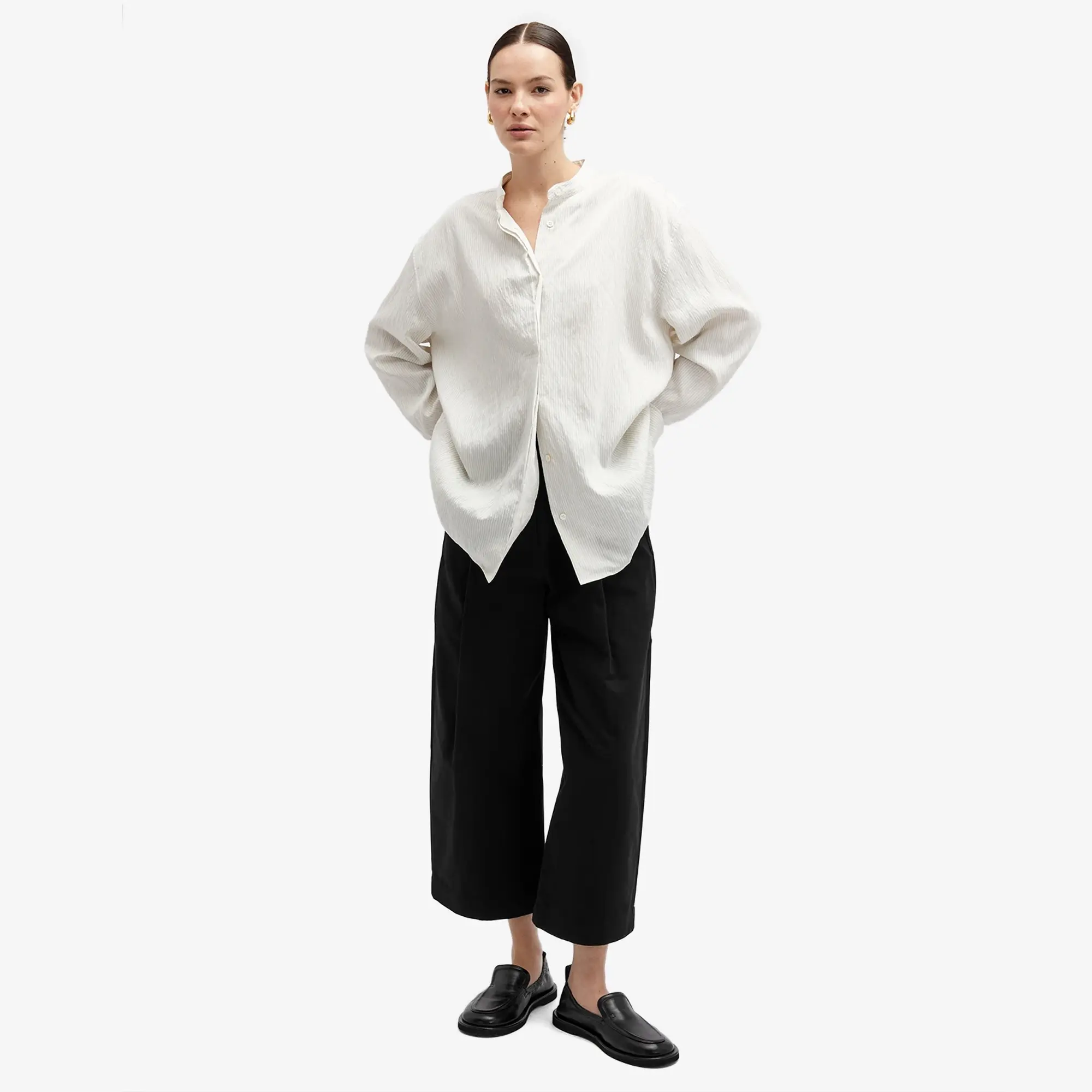 Studio Nicholson Women's Bib Front Shirt Black And White