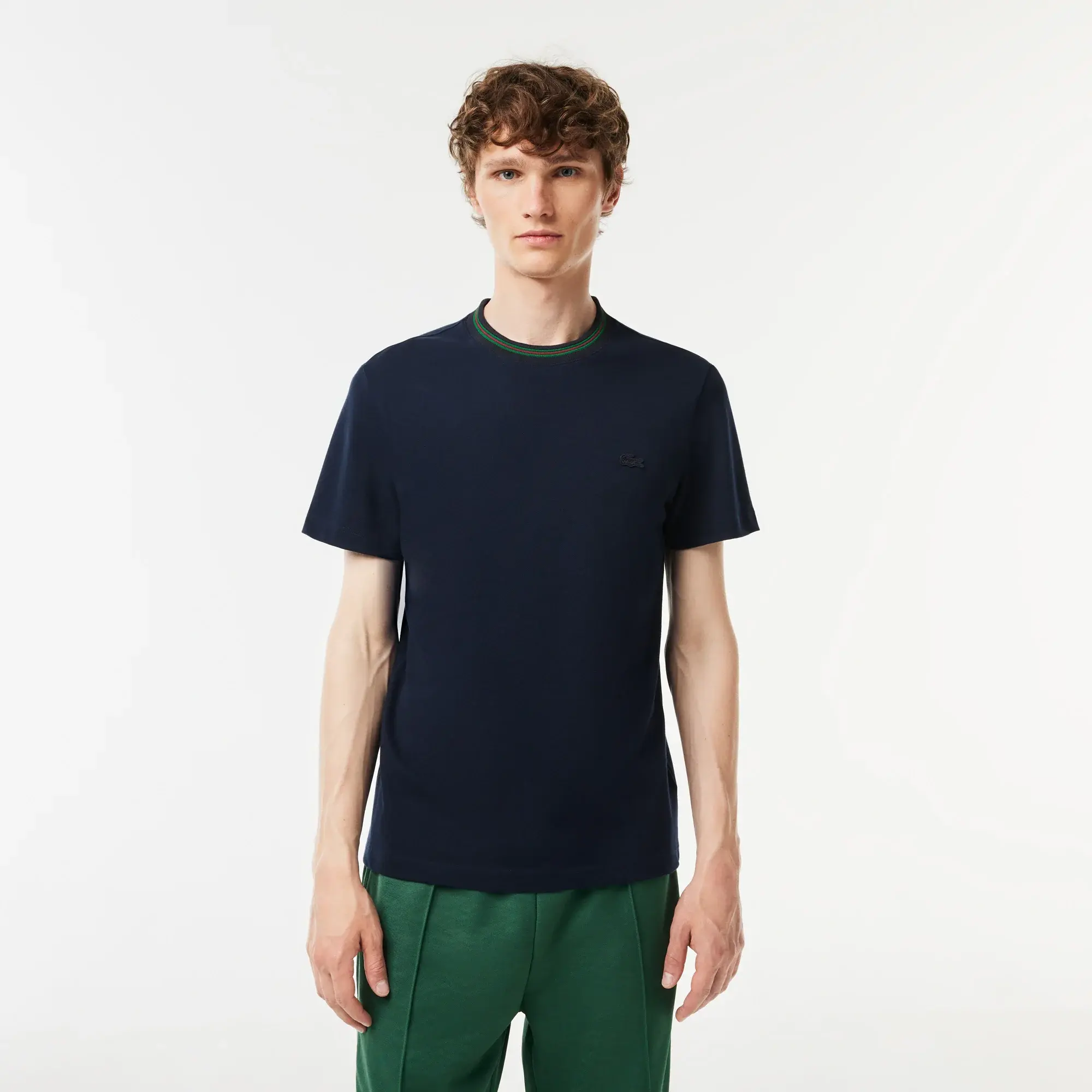 Lacoste Stripe Collar Stretch Piqu