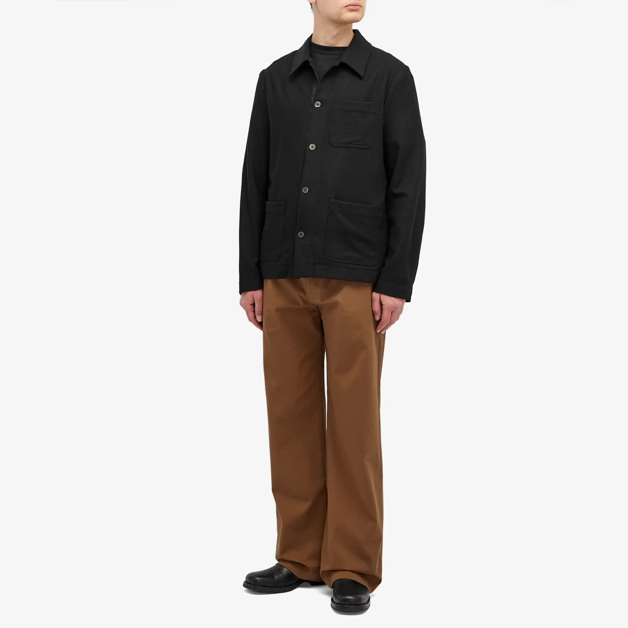 Dries Van Noten Men's Callop Wool Cashmere Shirt Jacket Black