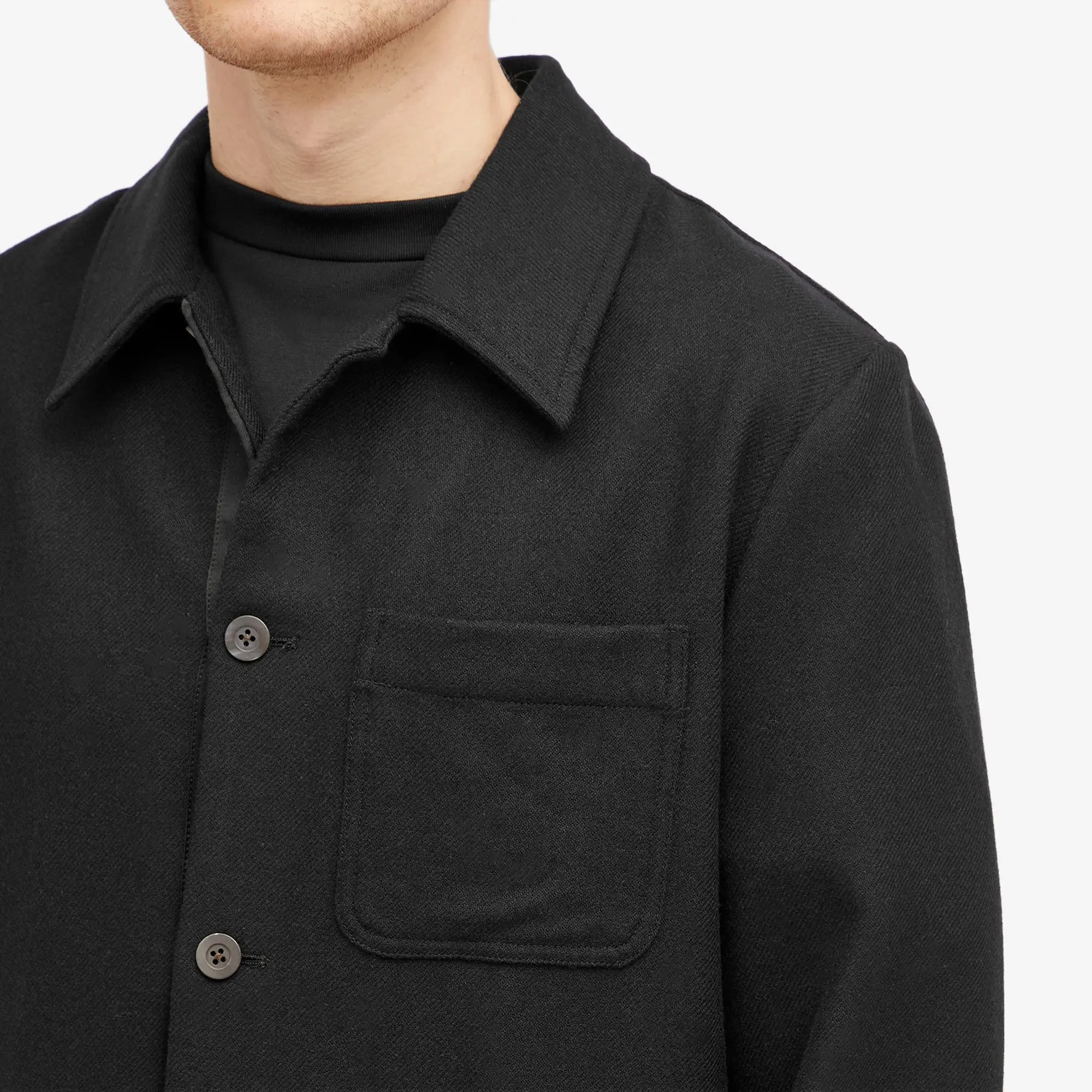 Dries Van Noten Men's Callop Wool Cashmere Shirt Jacket Black