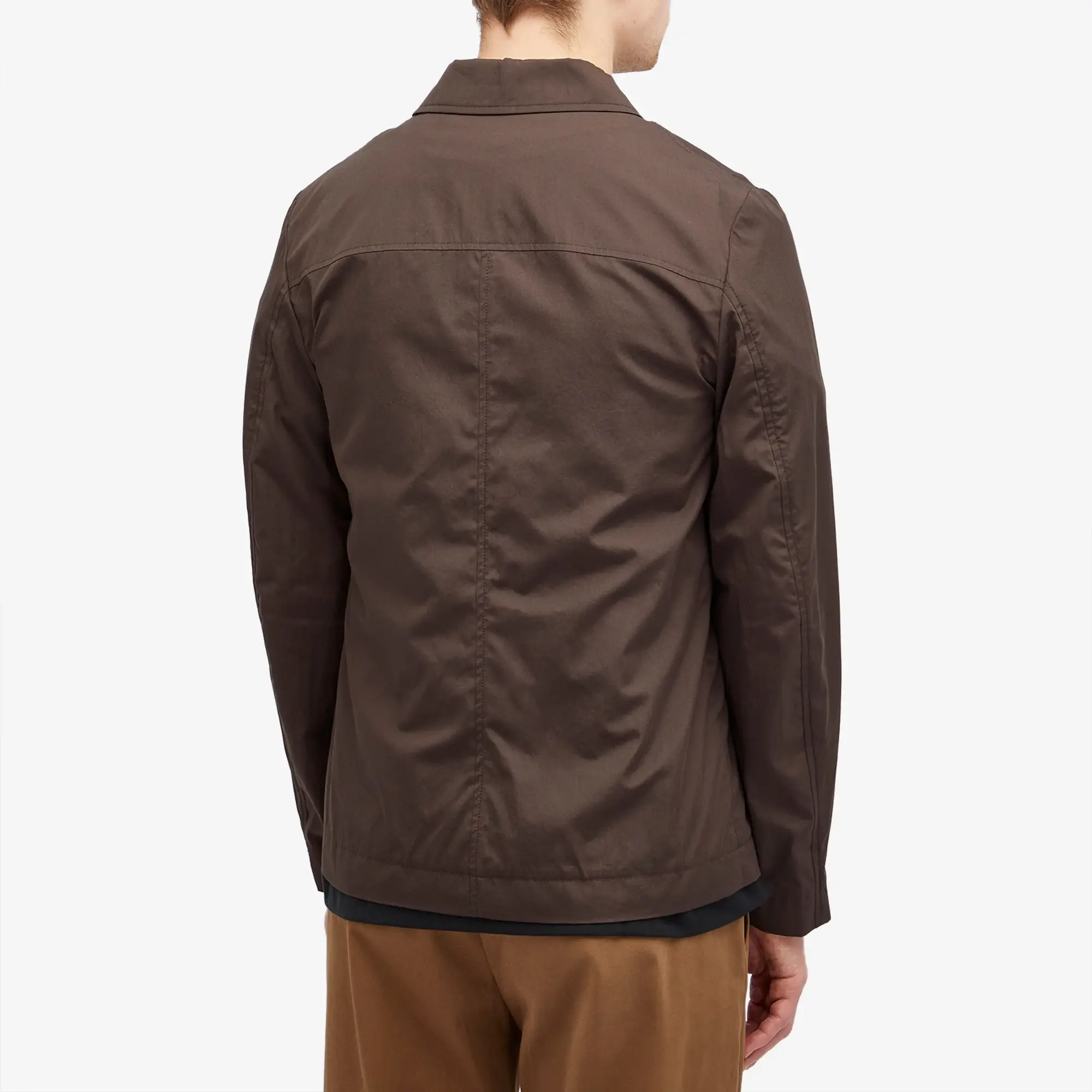 Dries Van Noten Men's Collap Cotton Shirt Jacket Dark Brown