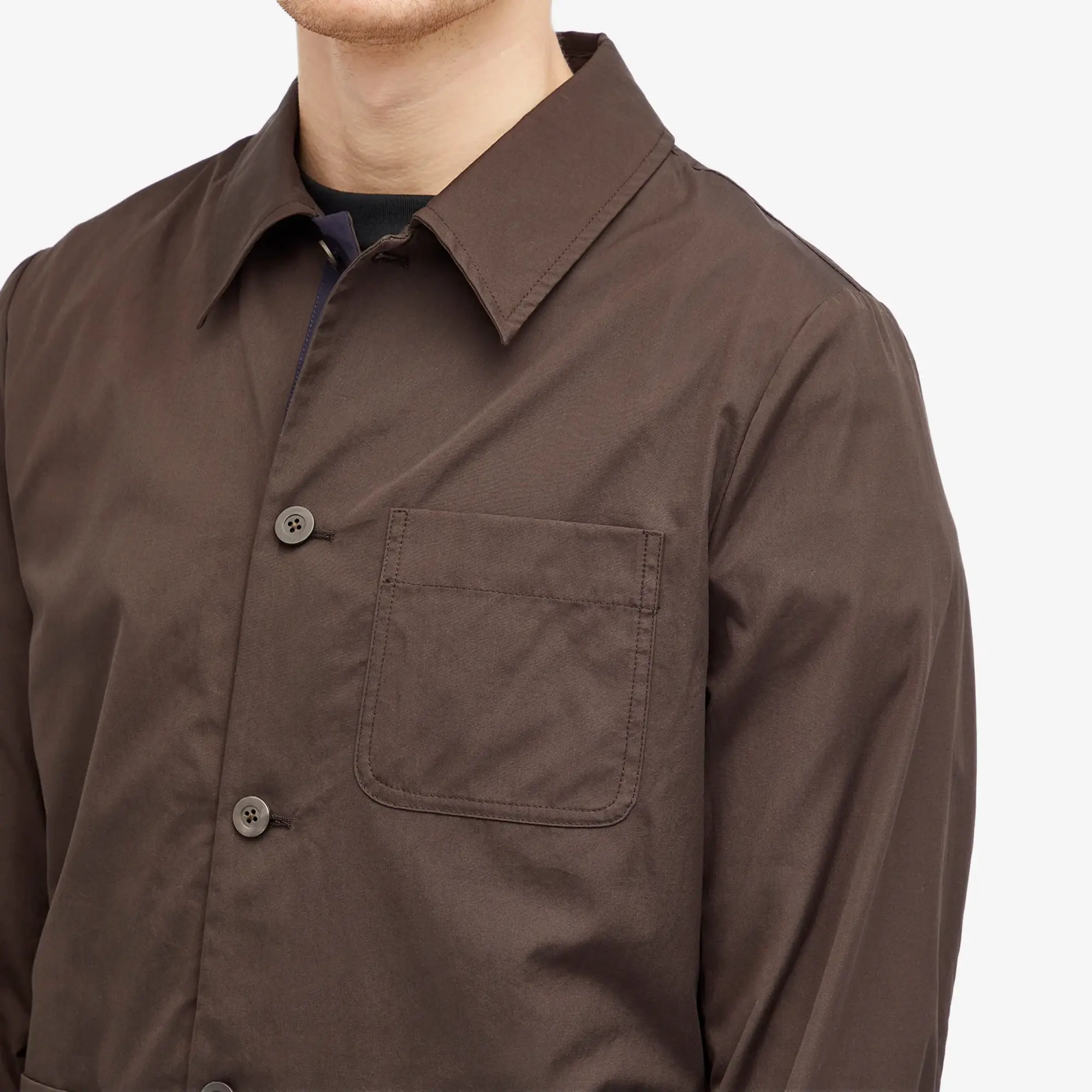 Dries Van Noten Men's Collap Cotton Shirt Jacket Dark Brown