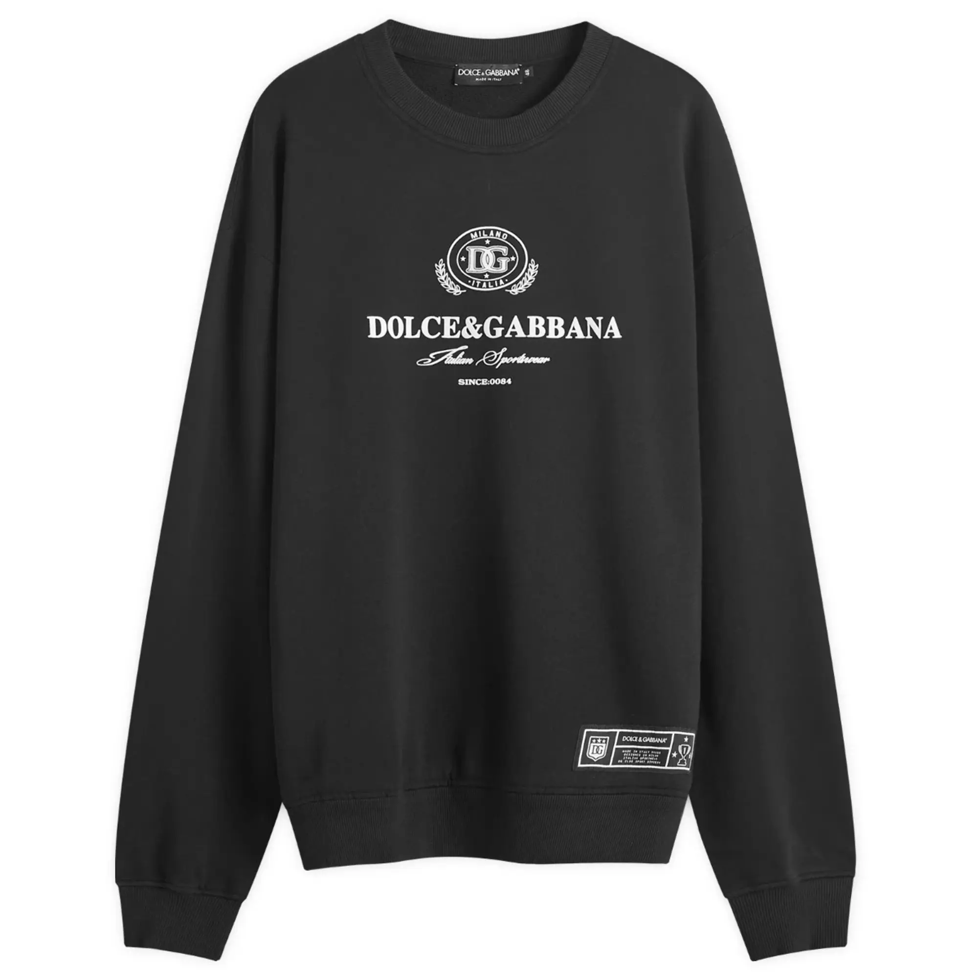 Dolce & Gabbana Men's College Logo Crew Neck Sweatshirt Black