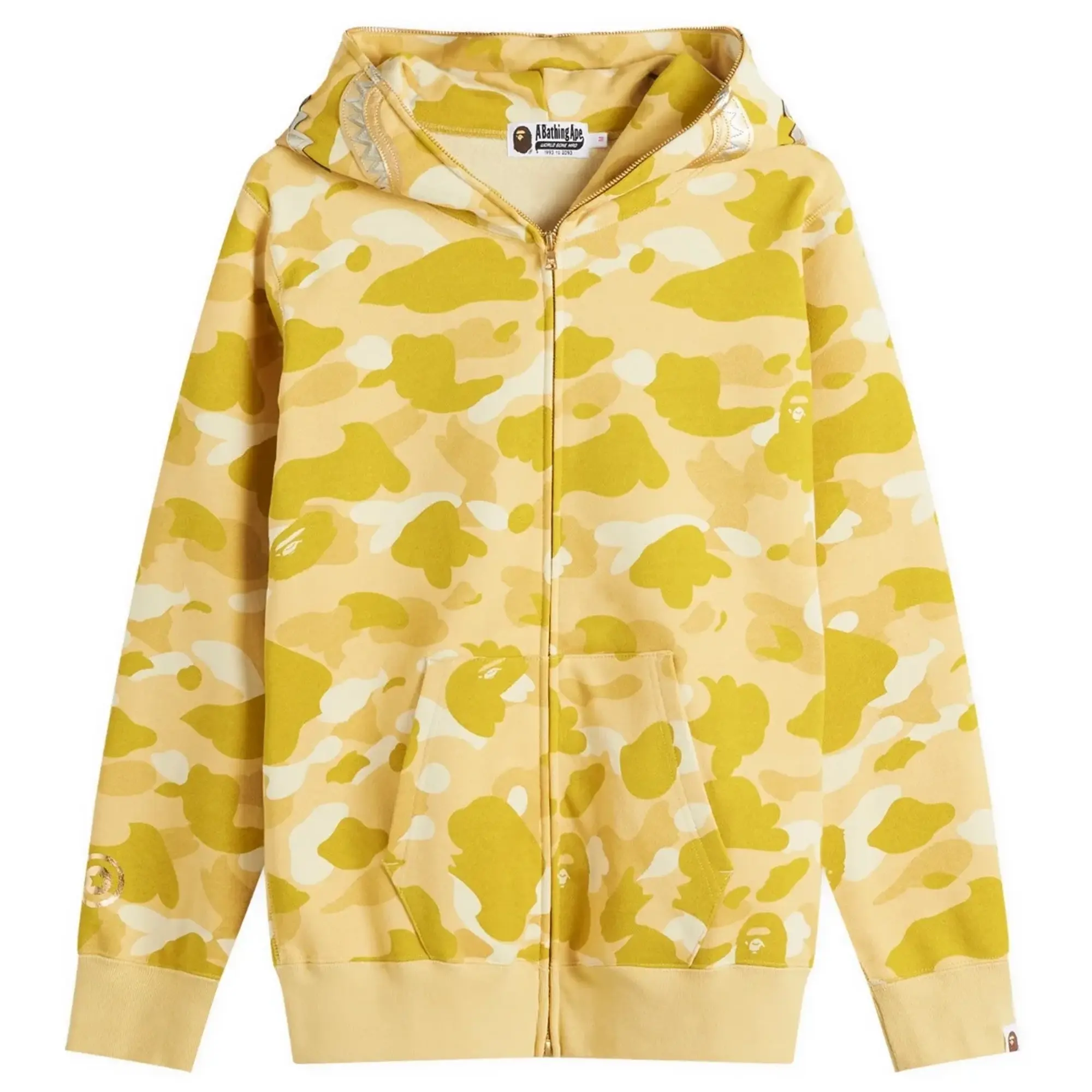 A Bathing Ape Women's Camo Shark Full Zip Hoodie Yellow