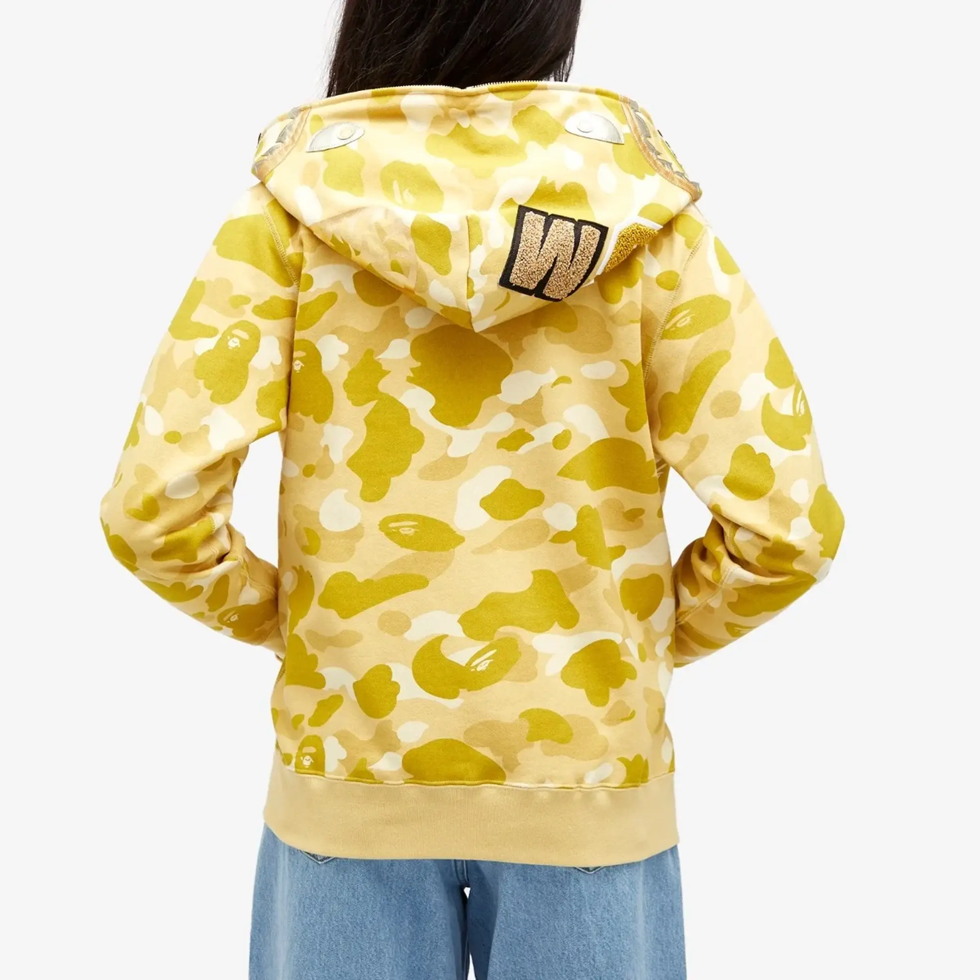 A Bathing Ape Women's Camo Shark Full Zip Hoodie Yellow