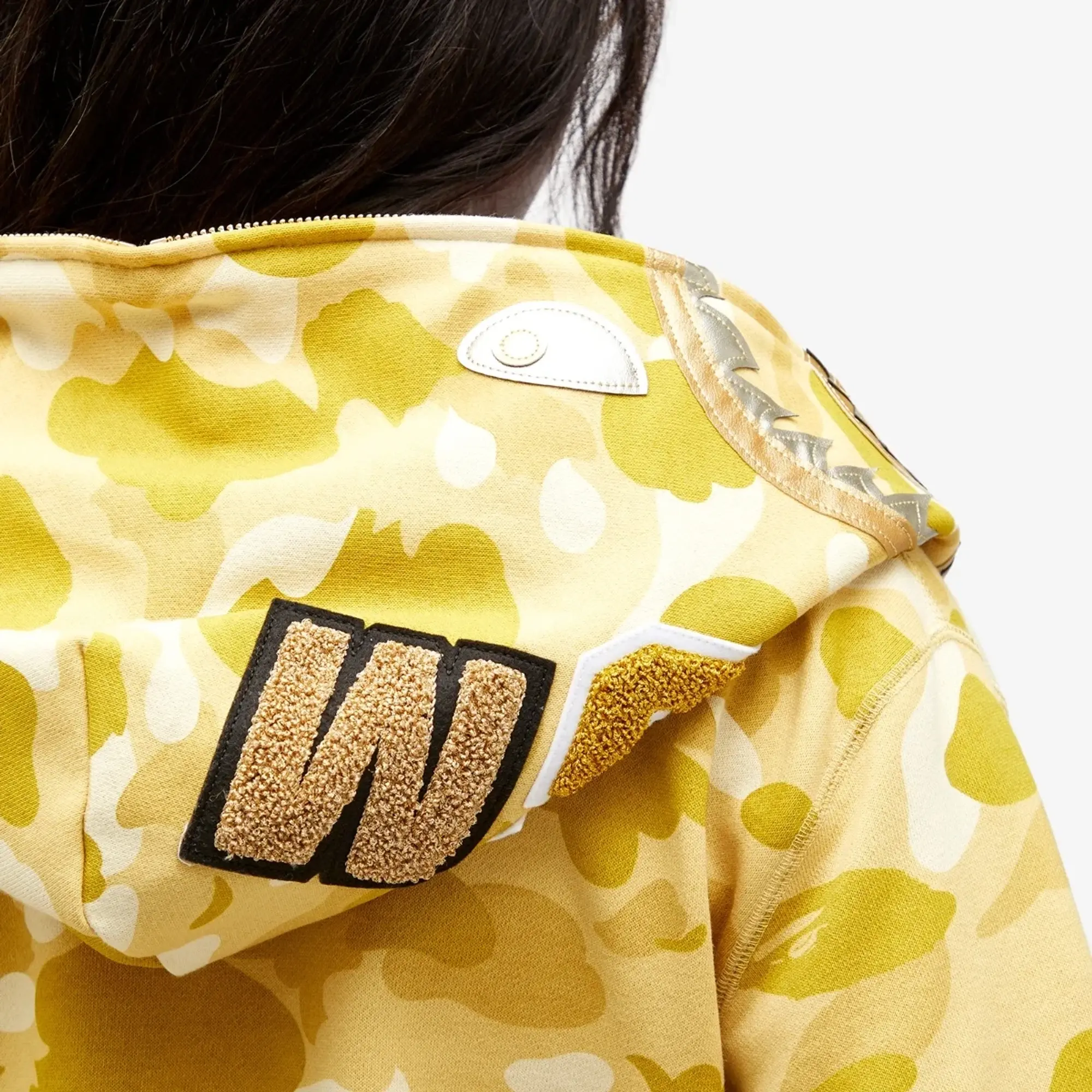 A Bathing Ape Women's Camo Shark Full Zip Hoodie Yellow