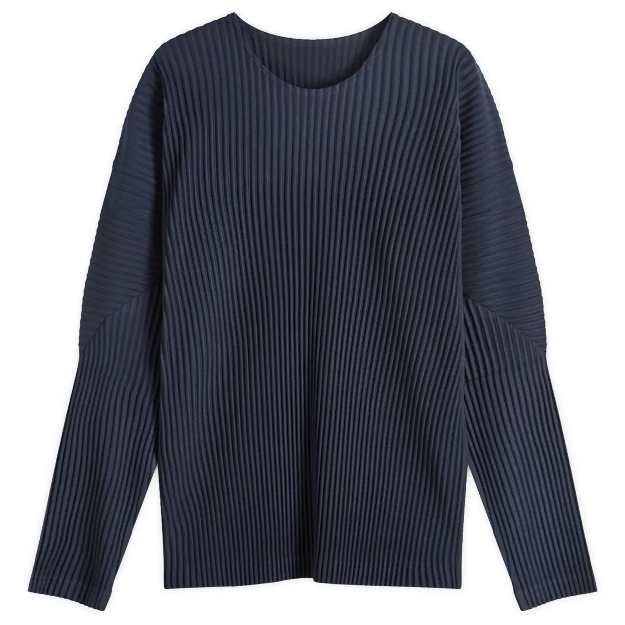 Homme Plissé Issey Miyake Men's Pleated Long Sleeve T-Shirt Blue