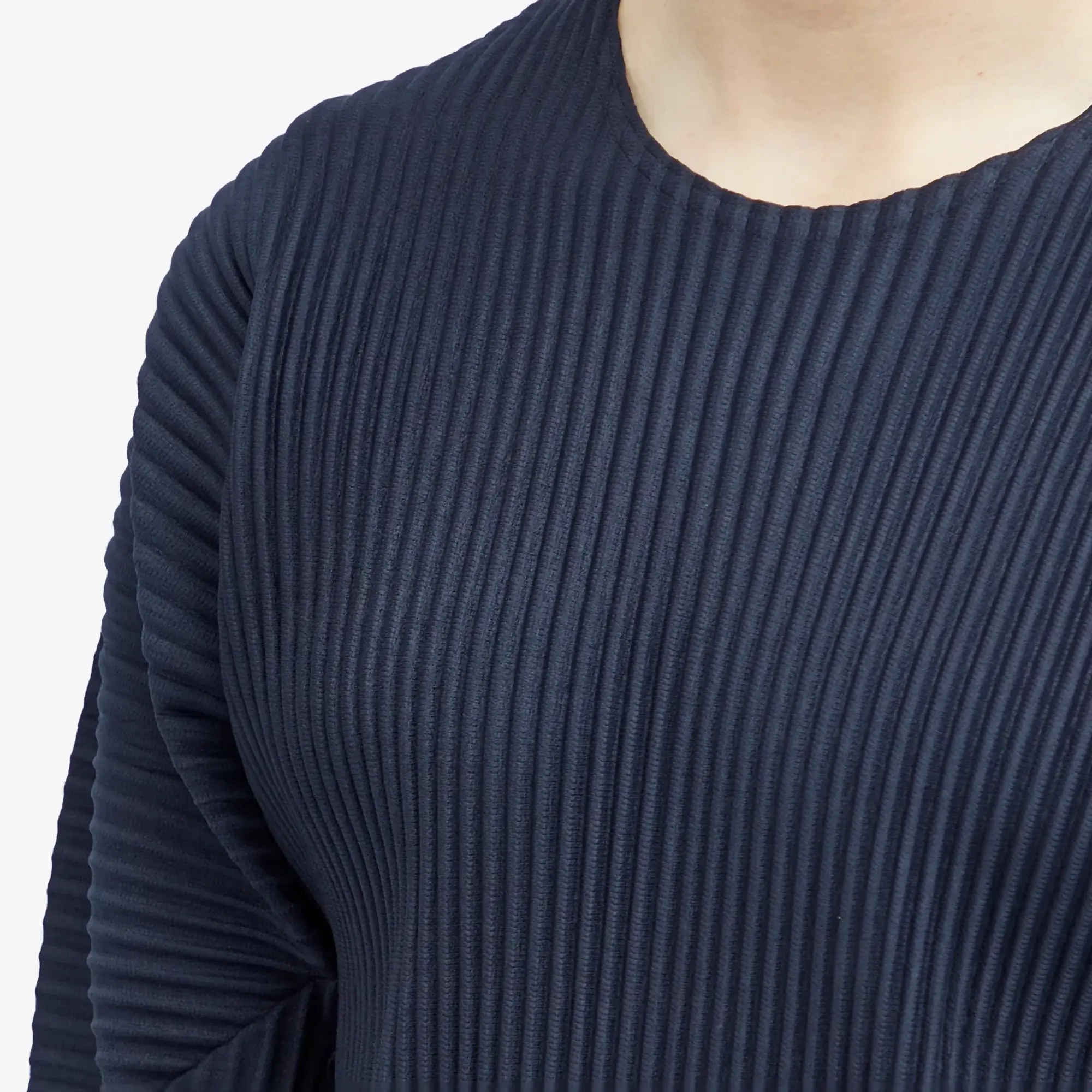 Homme Plissé Issey Miyake Men's Pleated Long Sleeve T-Shirt Blue