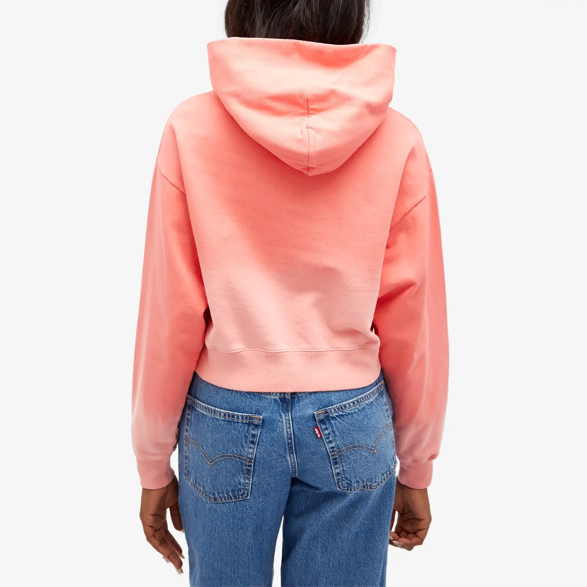 Sporty & Rich Women's Serif Embroidered Cropped Hoodie Dip Dye Pink