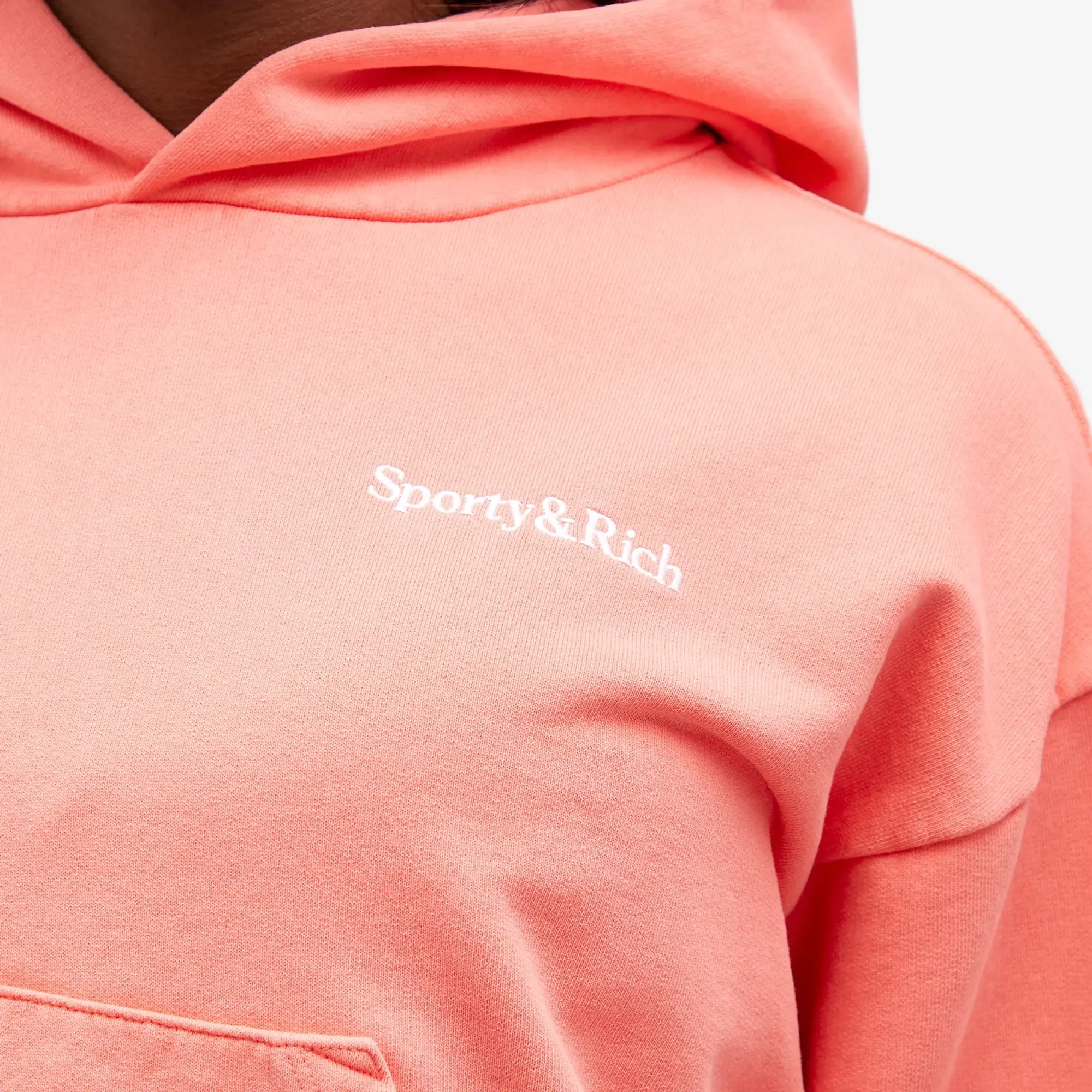 Sporty & Rich Women's Serif Embroidered Cropped Hoodie Dip Dye Pink
