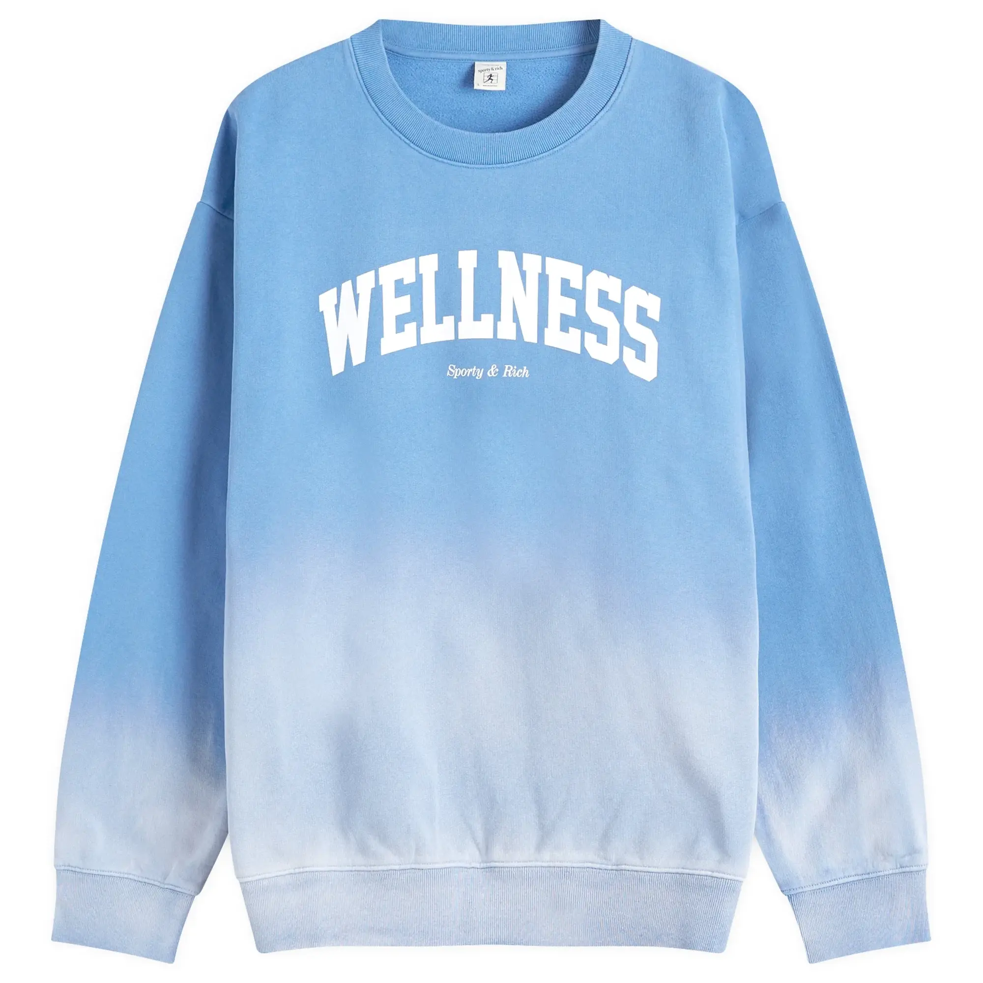 Sporty & Rich Wellness Ivy Crewneck Dip Dye Men Sweatshirts Blue