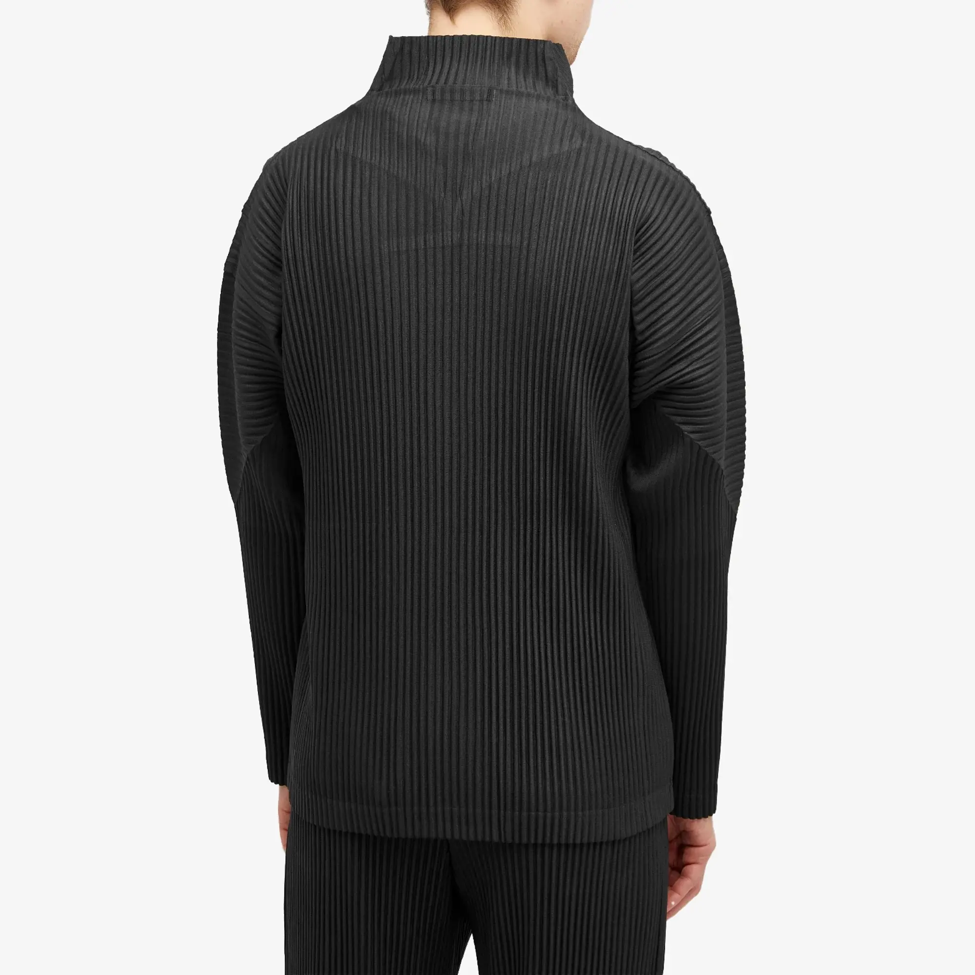 Homme Plissé Issey Miyake Men's Pleated Zip Up Cardigan Black