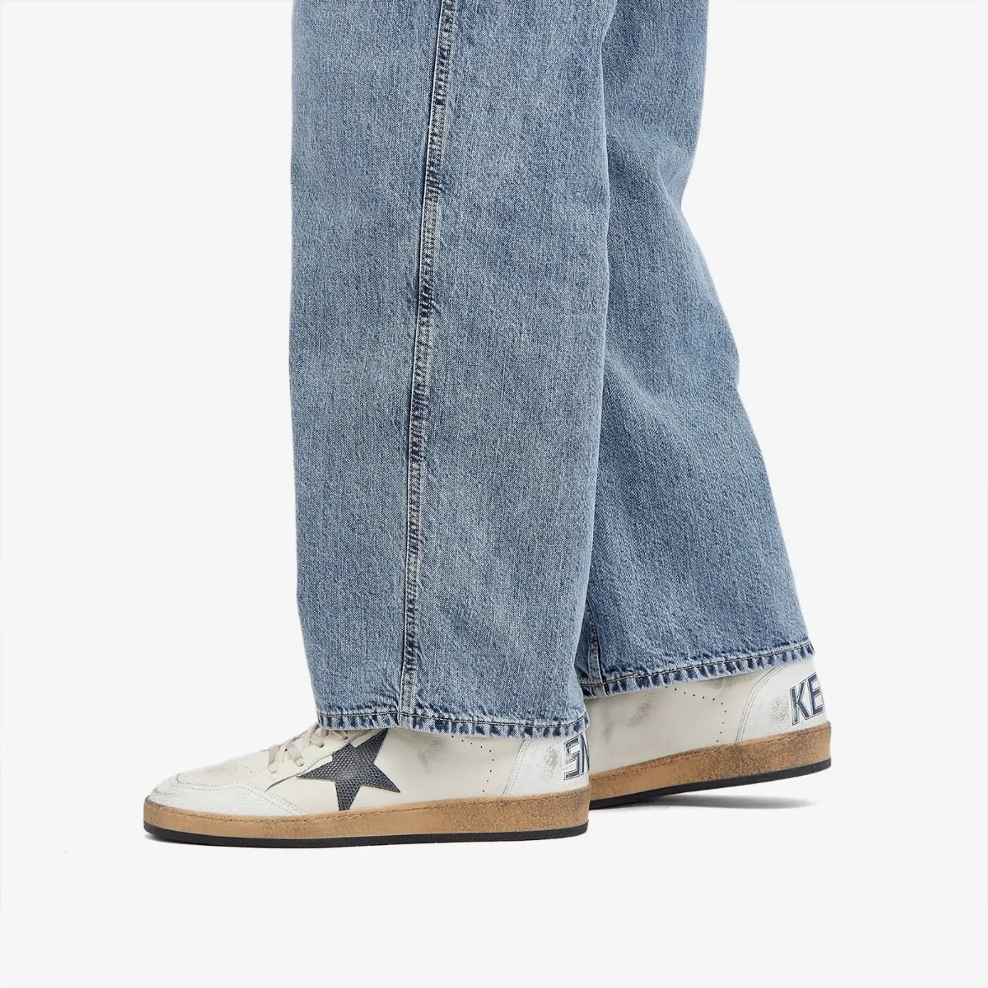 Golden Goose Men's Ball Star Leather Sneaker White/Dusty Blue