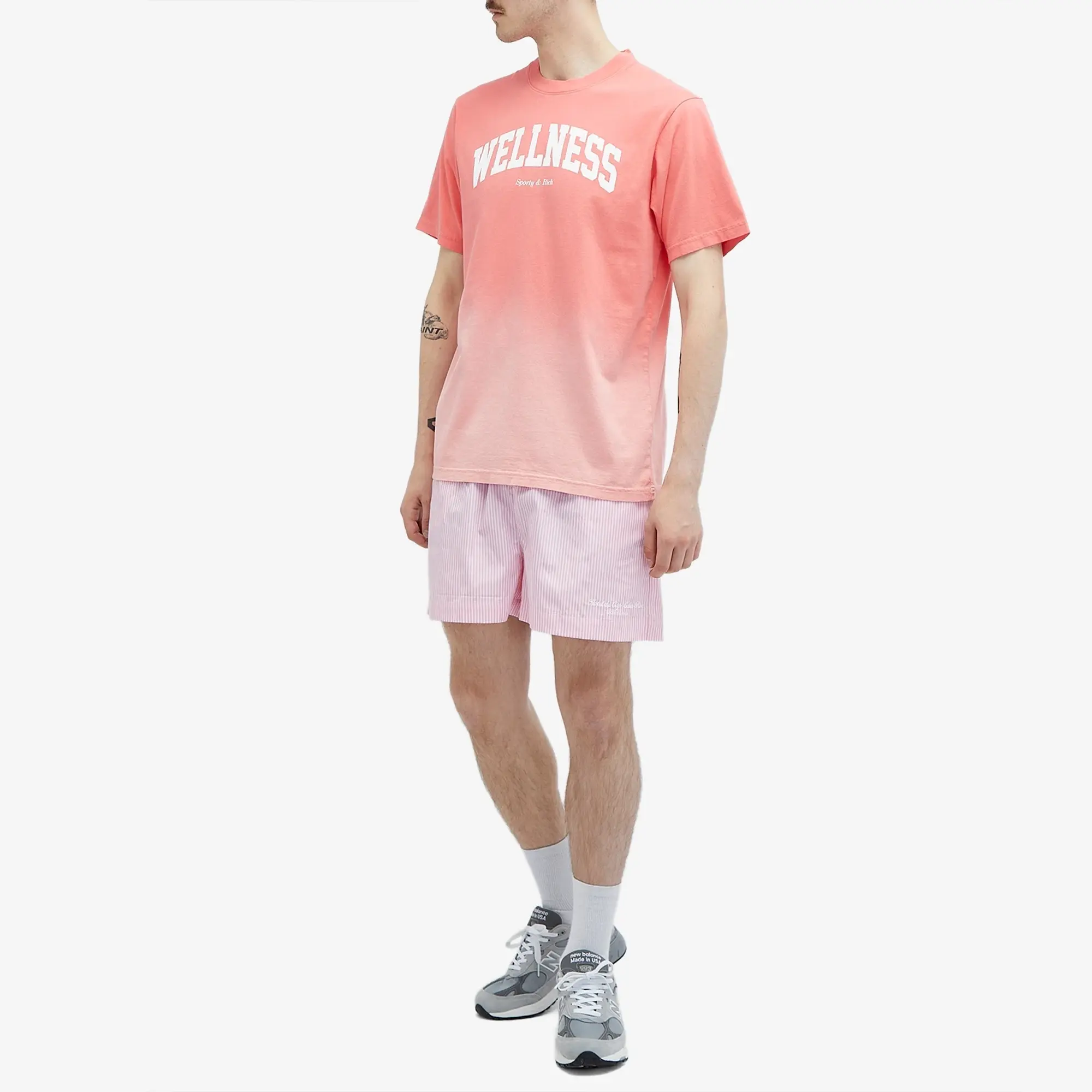 Sporty & Rich Wellness Ivy T-Shirt Dip Dye Men Shortsleeves Pink