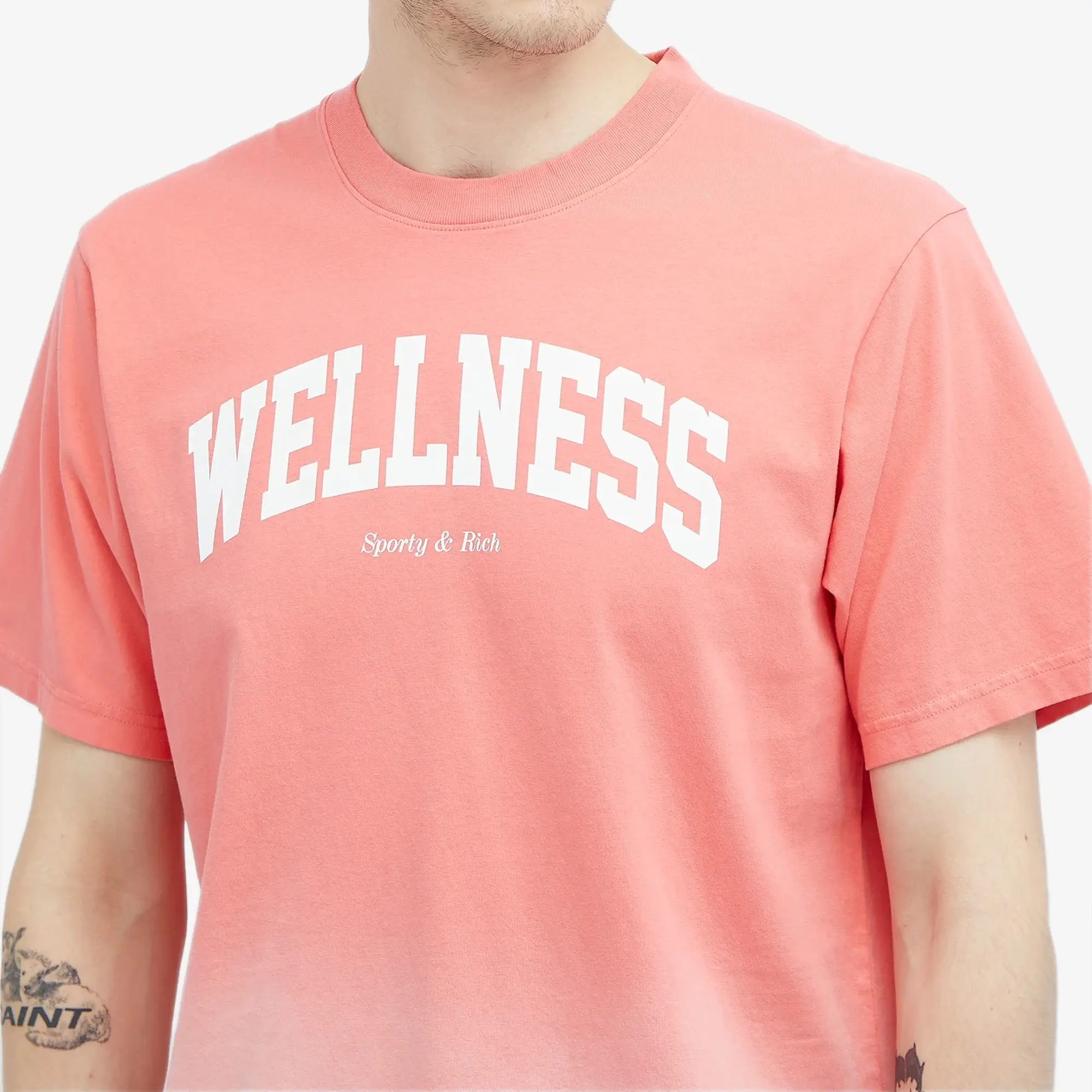 Sporty & Rich Wellness Ivy T-Shirt Dip Dye Men Shortsleeves Pink
