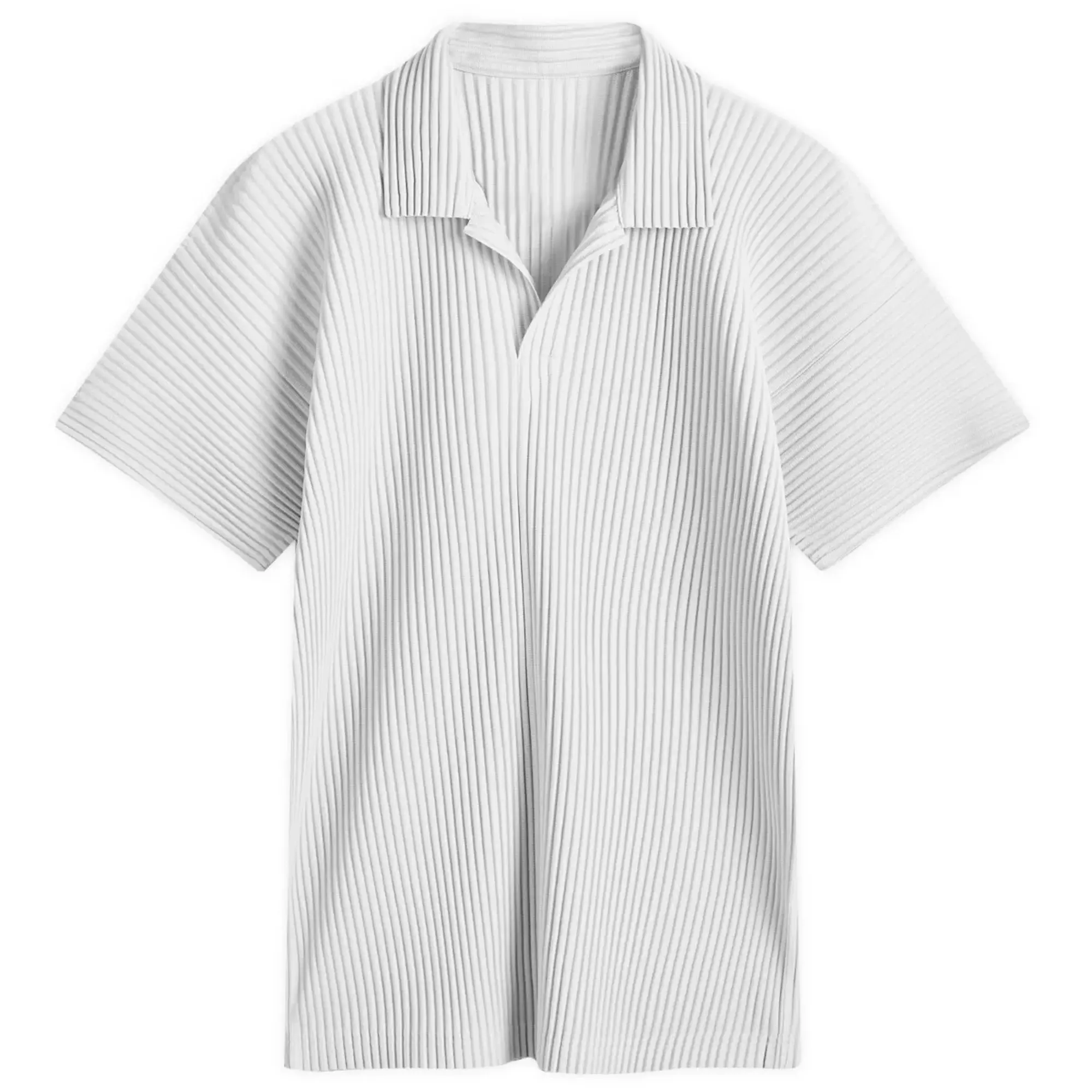 Homme Plissé Issey Miyake Men's Pleated Polo Shirt Grey