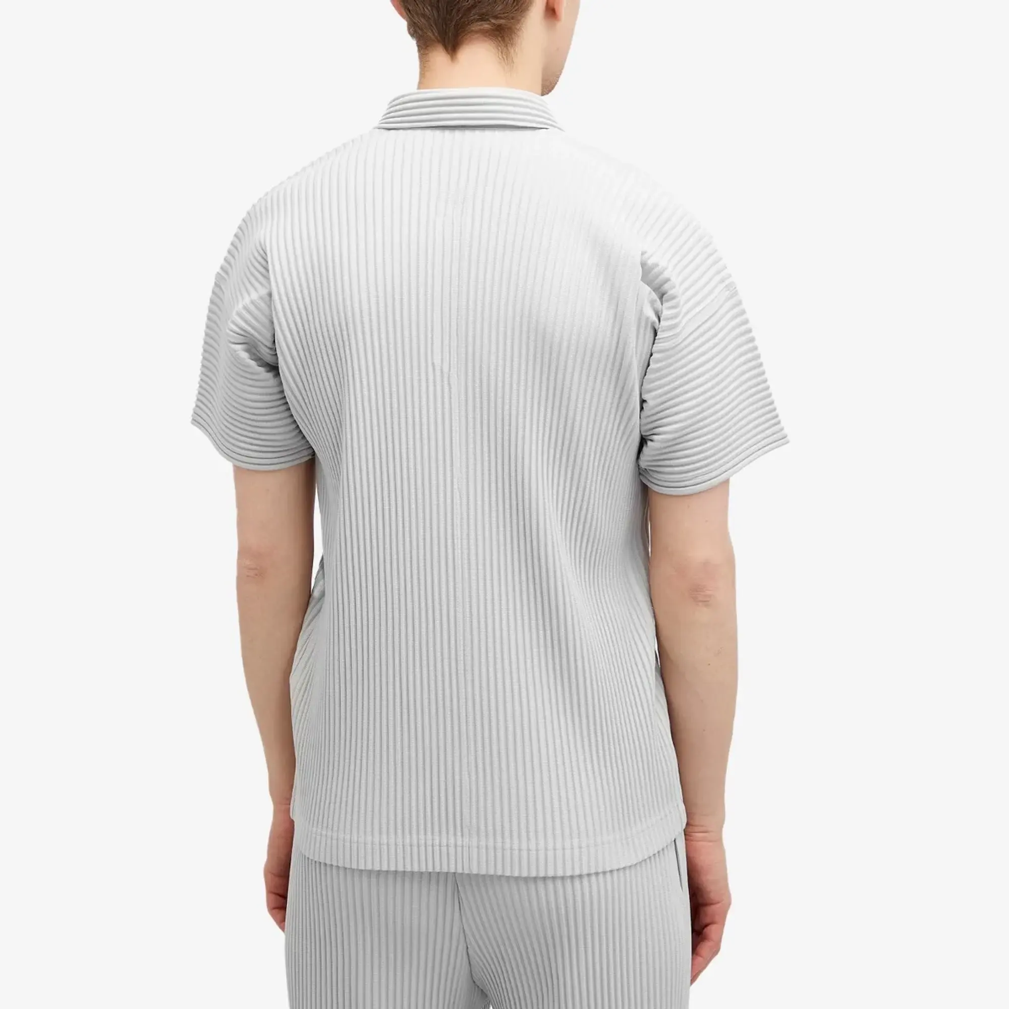 Homme Plissé Issey Miyake Men's Pleated Polo Shirt Grey