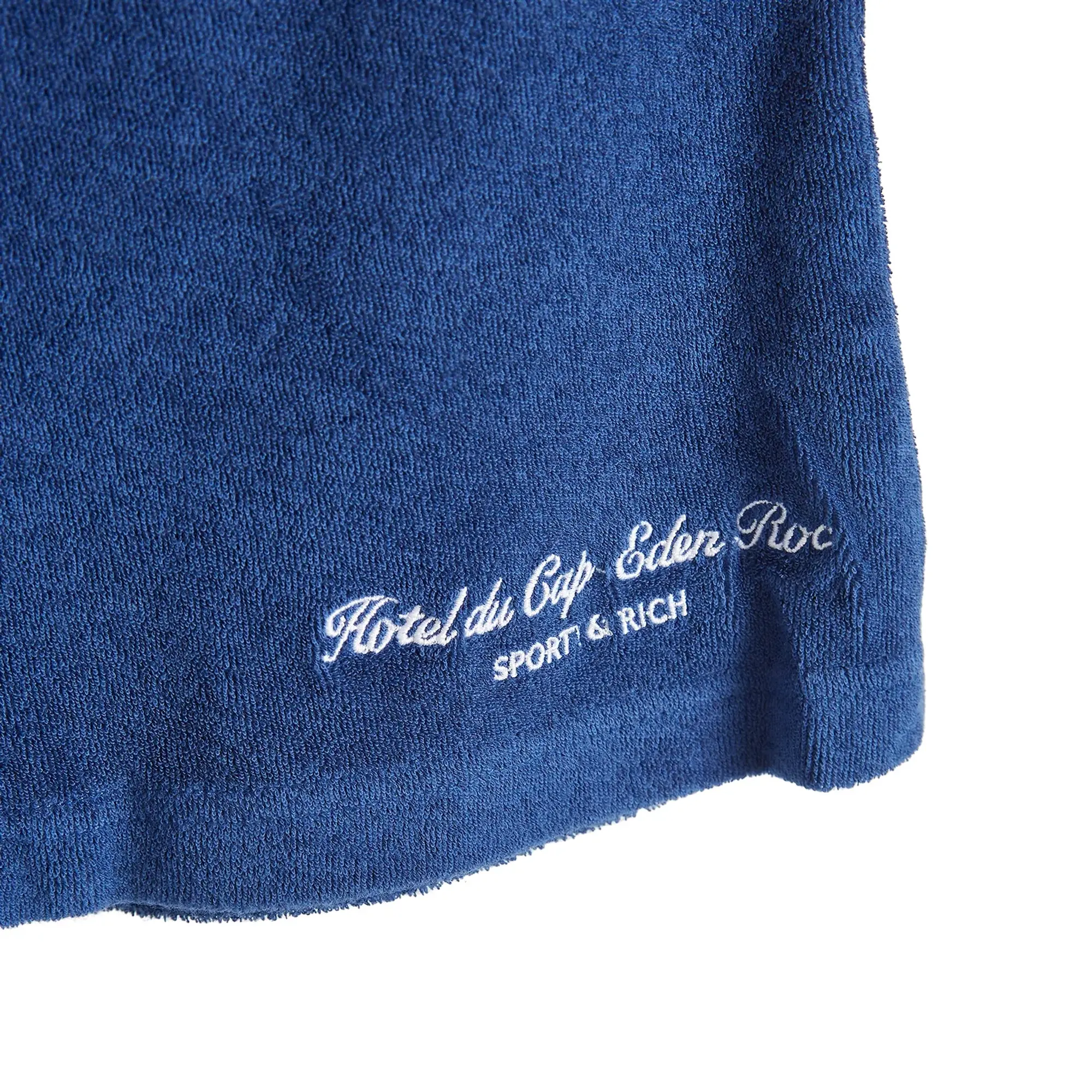 Sporty & Rich Hotel du Cap Cursive Terry Short Indigo White