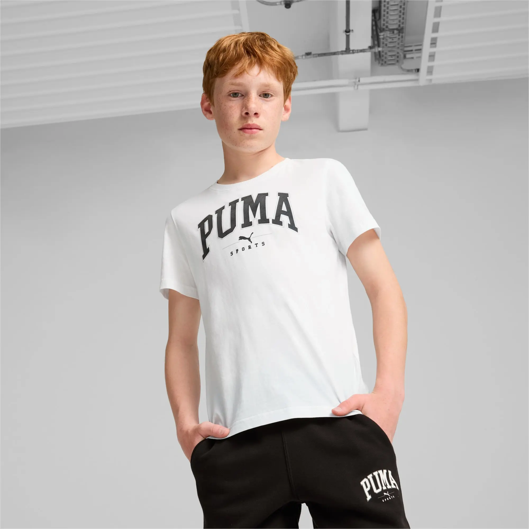 Puma Squad Big Graphic Tee B T-Shirt Unisex Kids - White