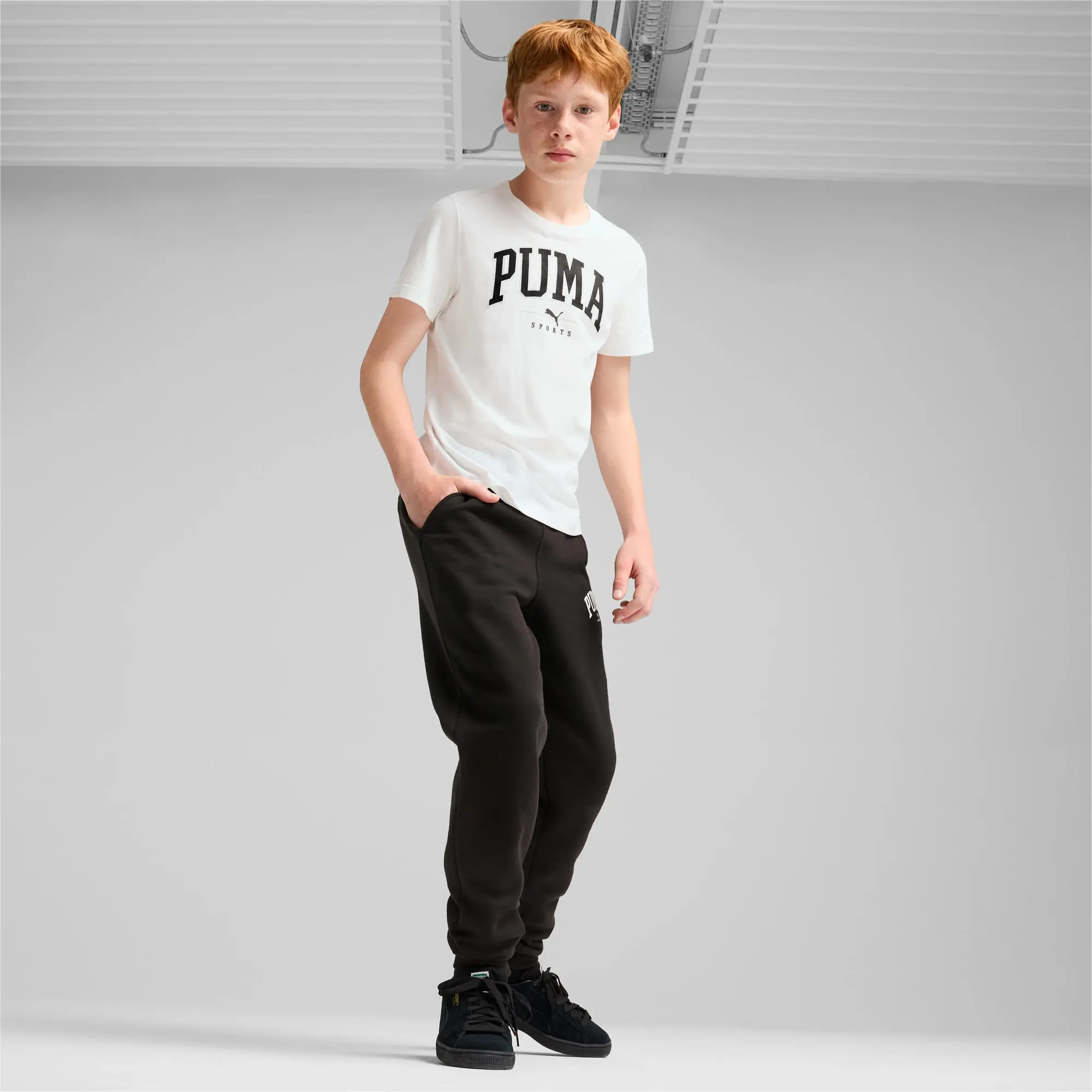Puma Squad Big Graphic Tee B T-Shirt Unisex Kids - White