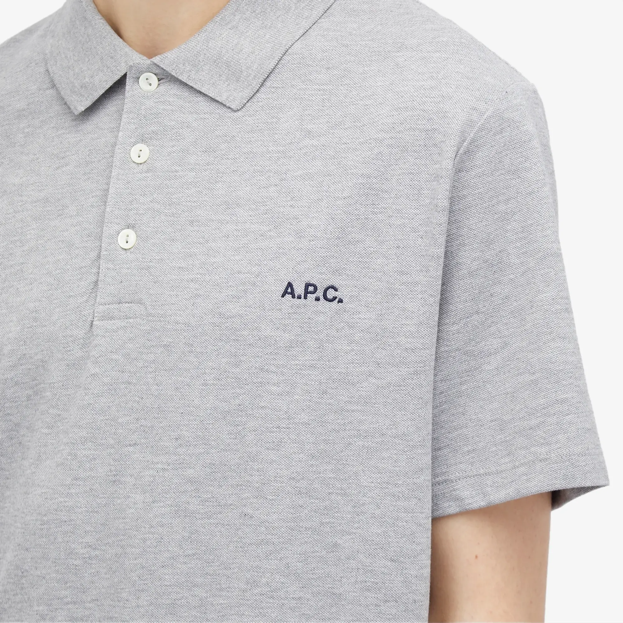 A.P.C. Men's Carter Logo Polo Heather Grey
