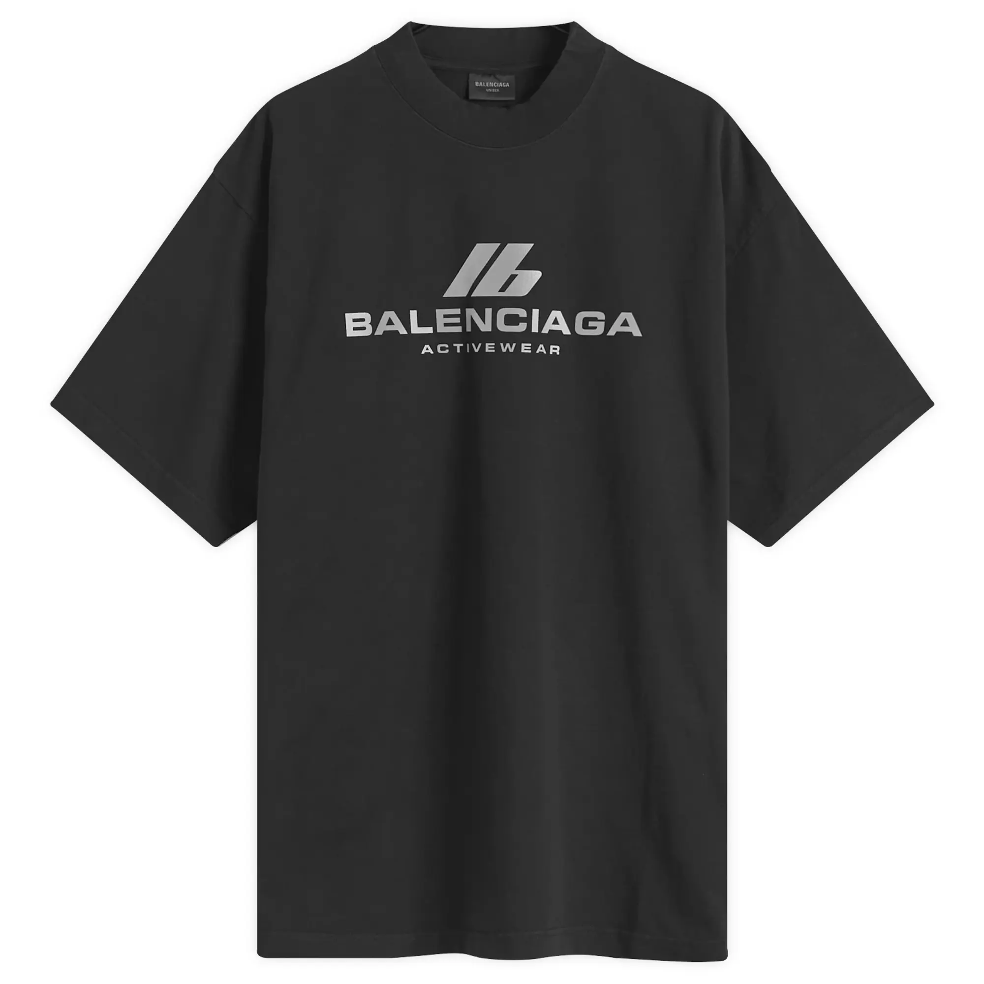 Balenciaga Men's Active Logo T Shirt Faded Black