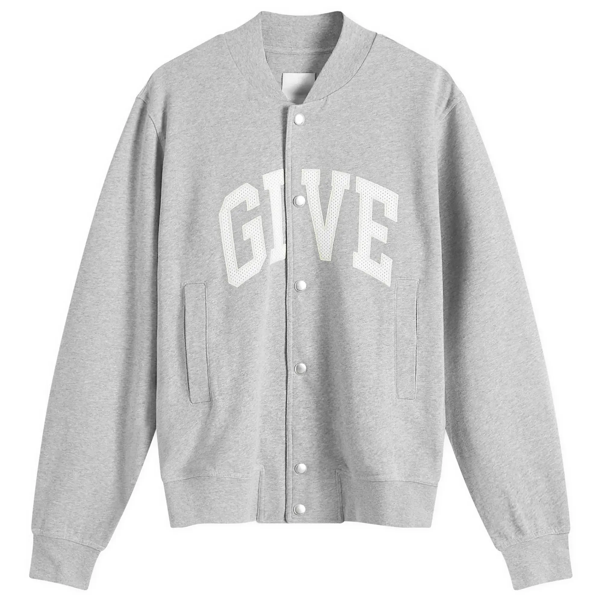 Givenchy Men's Jersey Varsity Bomber Jacket Light Grey Melange