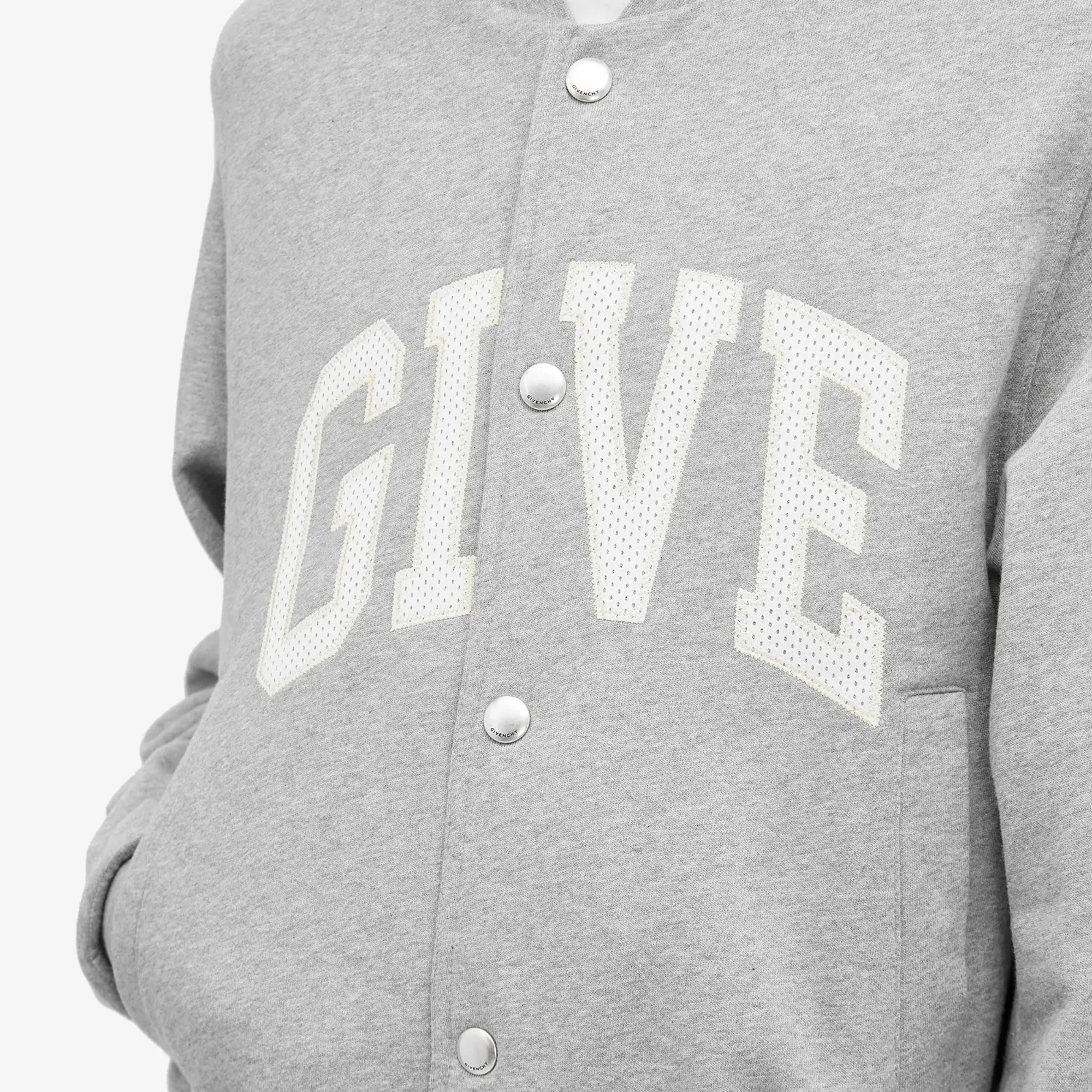 Givenchy Men's Jersey Varsity Bomber Jacket Light Grey Melange