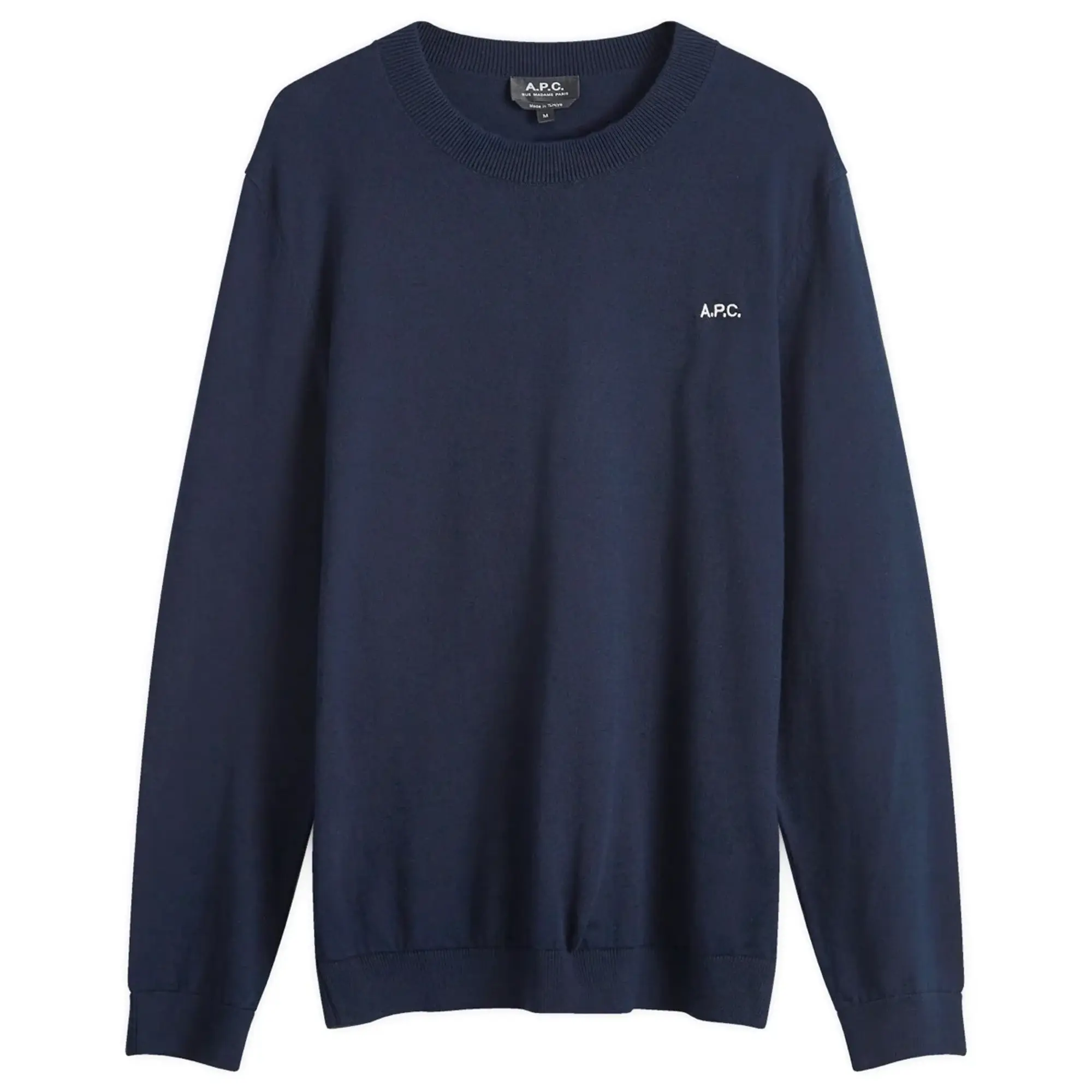 A.P.C. Men's Amir Logo Crew Neck Jumper Dark Navy/White