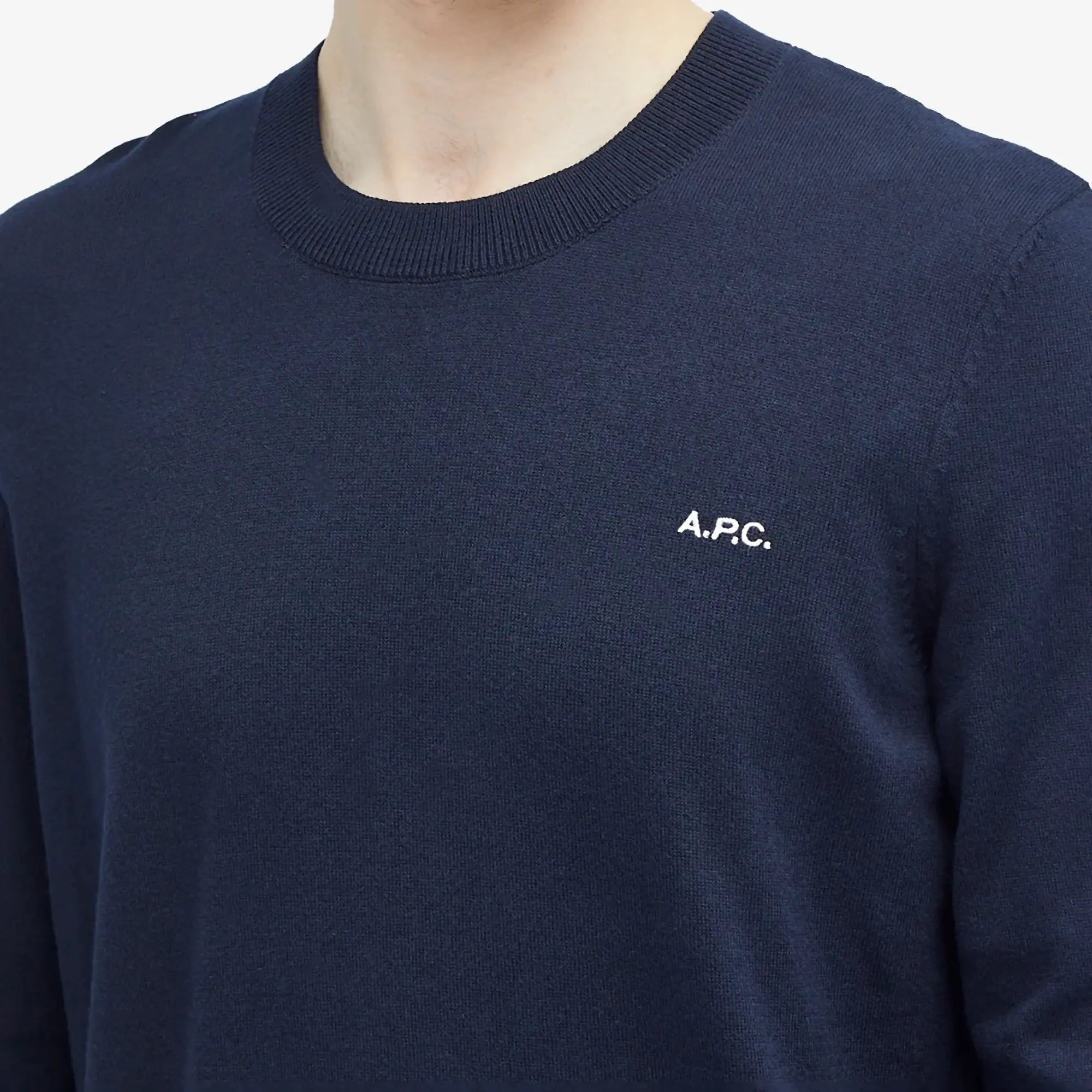 A.P.C. Men's Amir Logo Crew Neck Jumper Dark Navy/White