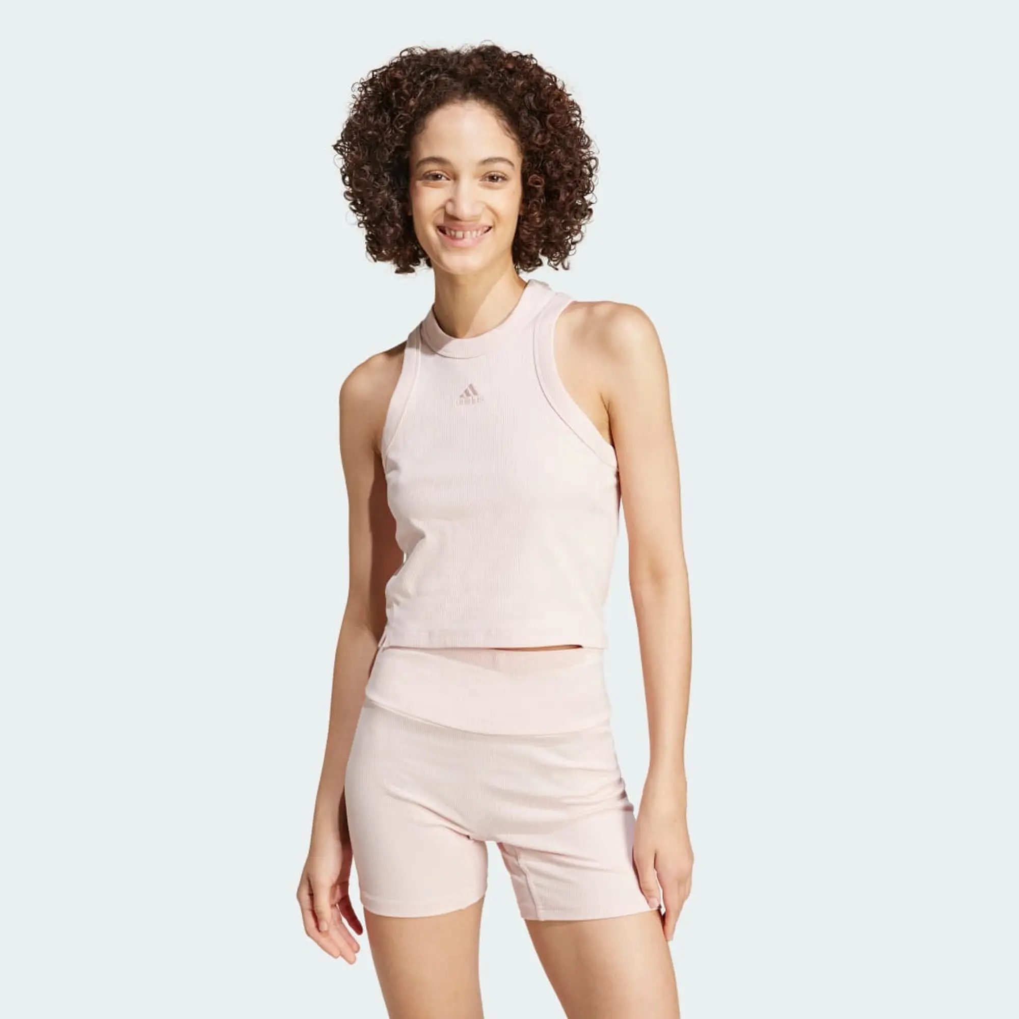 adidas Lounge Ribbed Crop Tank Top