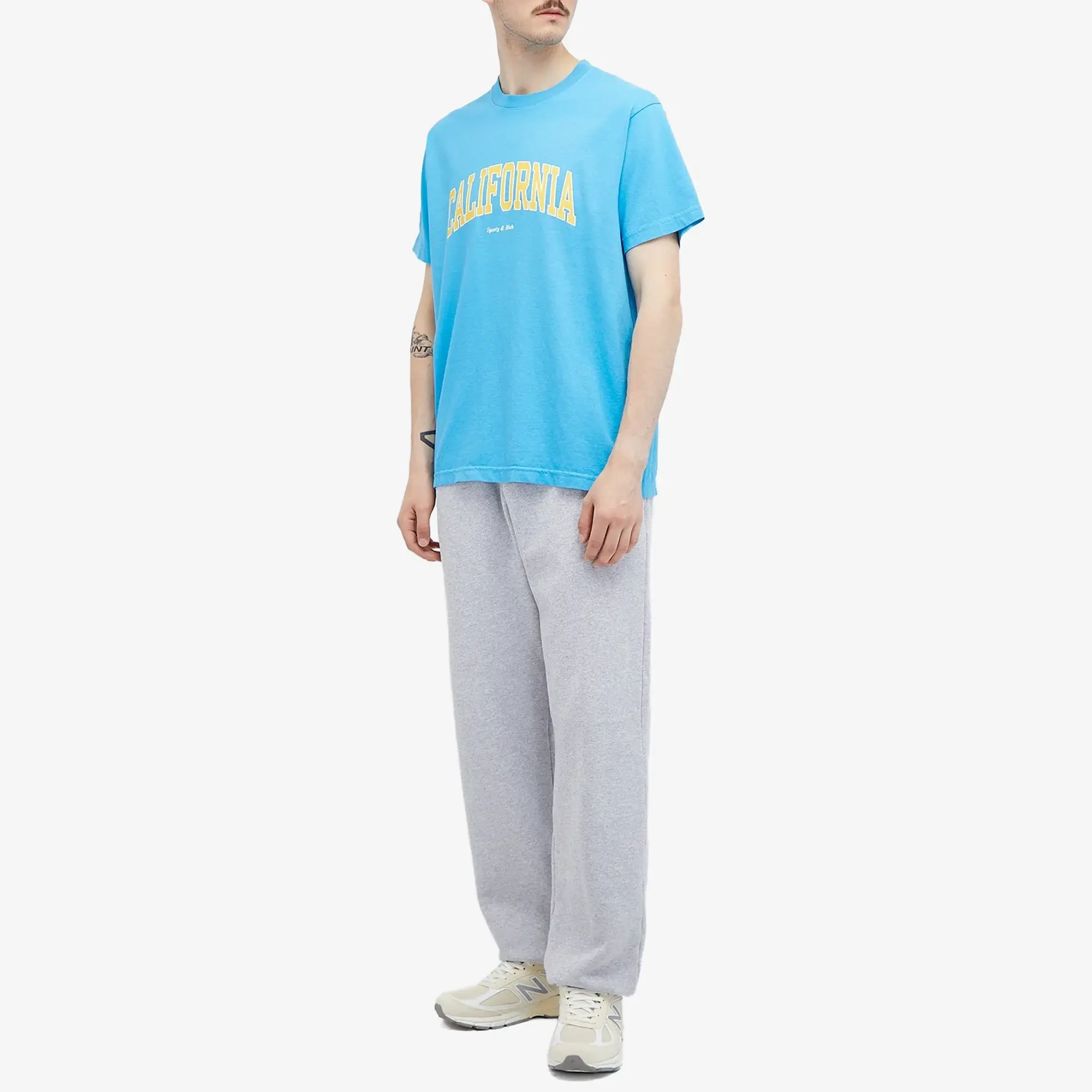 Sporty & Rich California T-Shirt Malibu Blue/Gold/White