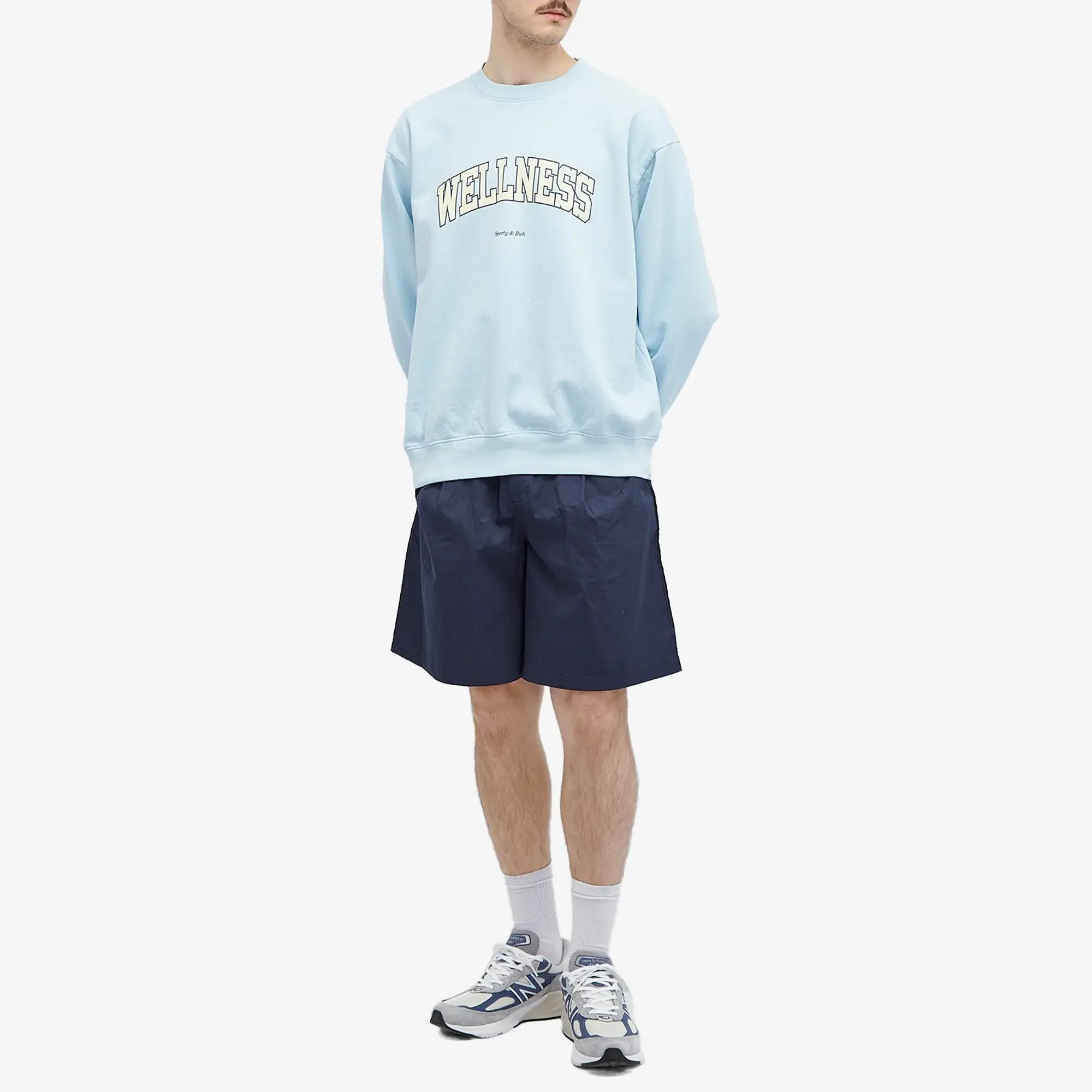 Sporty & Rich Wellness Ivy Crewneck China Men Sweatshirts Blue