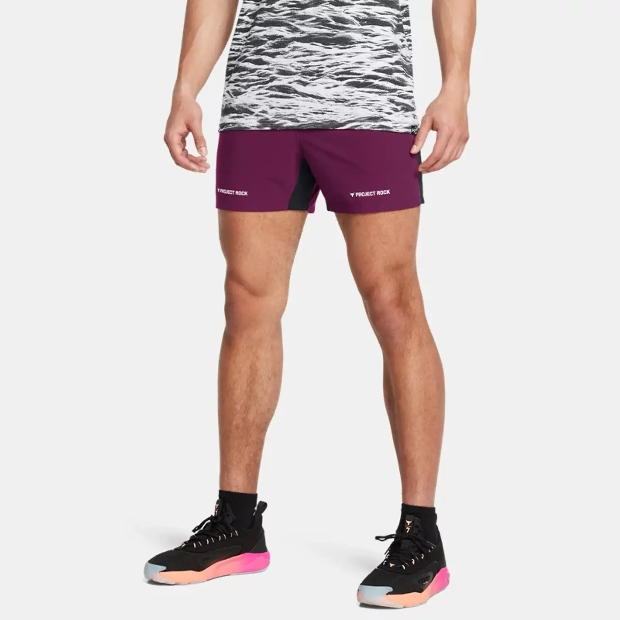 Under Armour Men's Project Rock Ultimate 5 Training Shorts Purple Gemini / White L