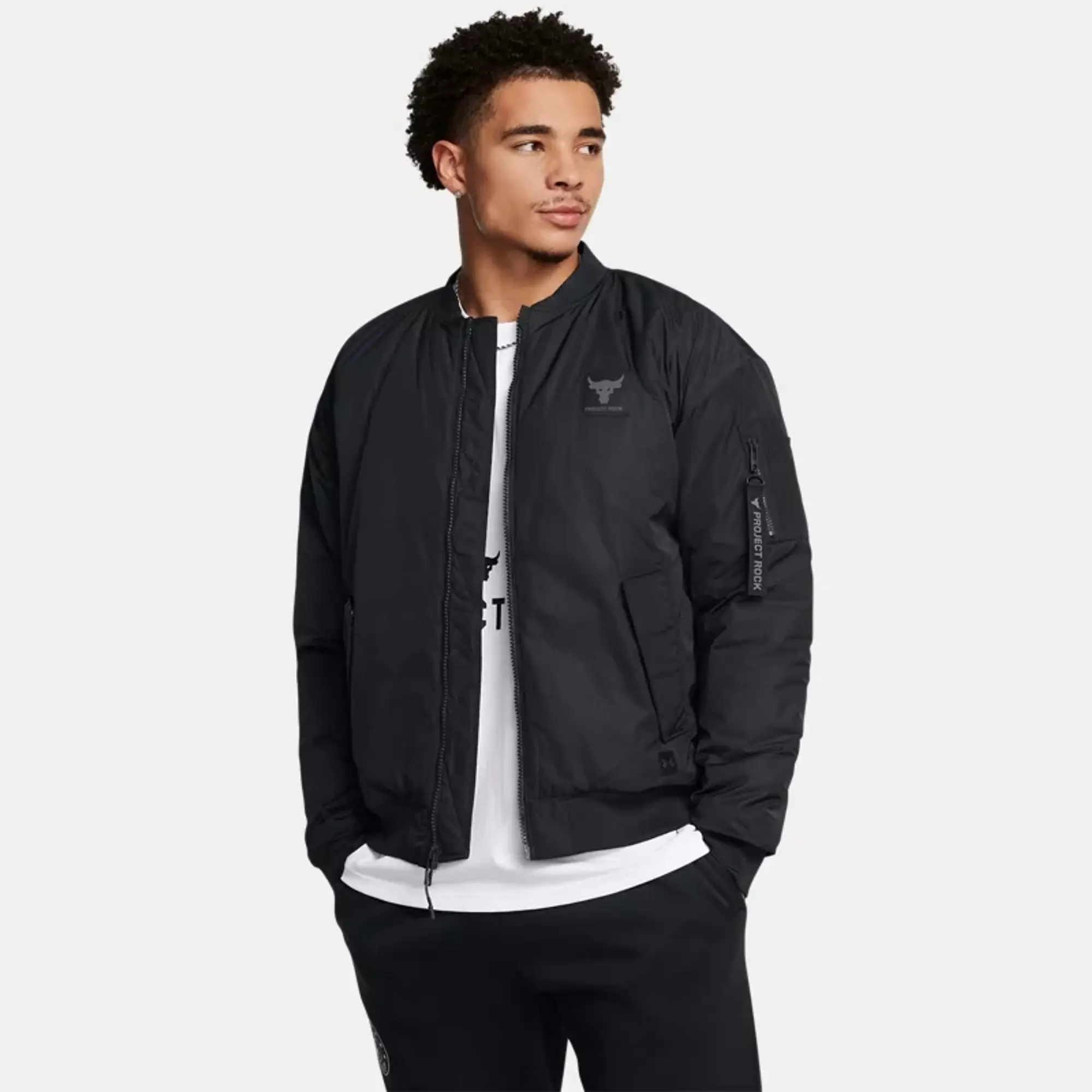 Under Armour Men's Project Rock Bomber Jacket Black / Castlerock XXL