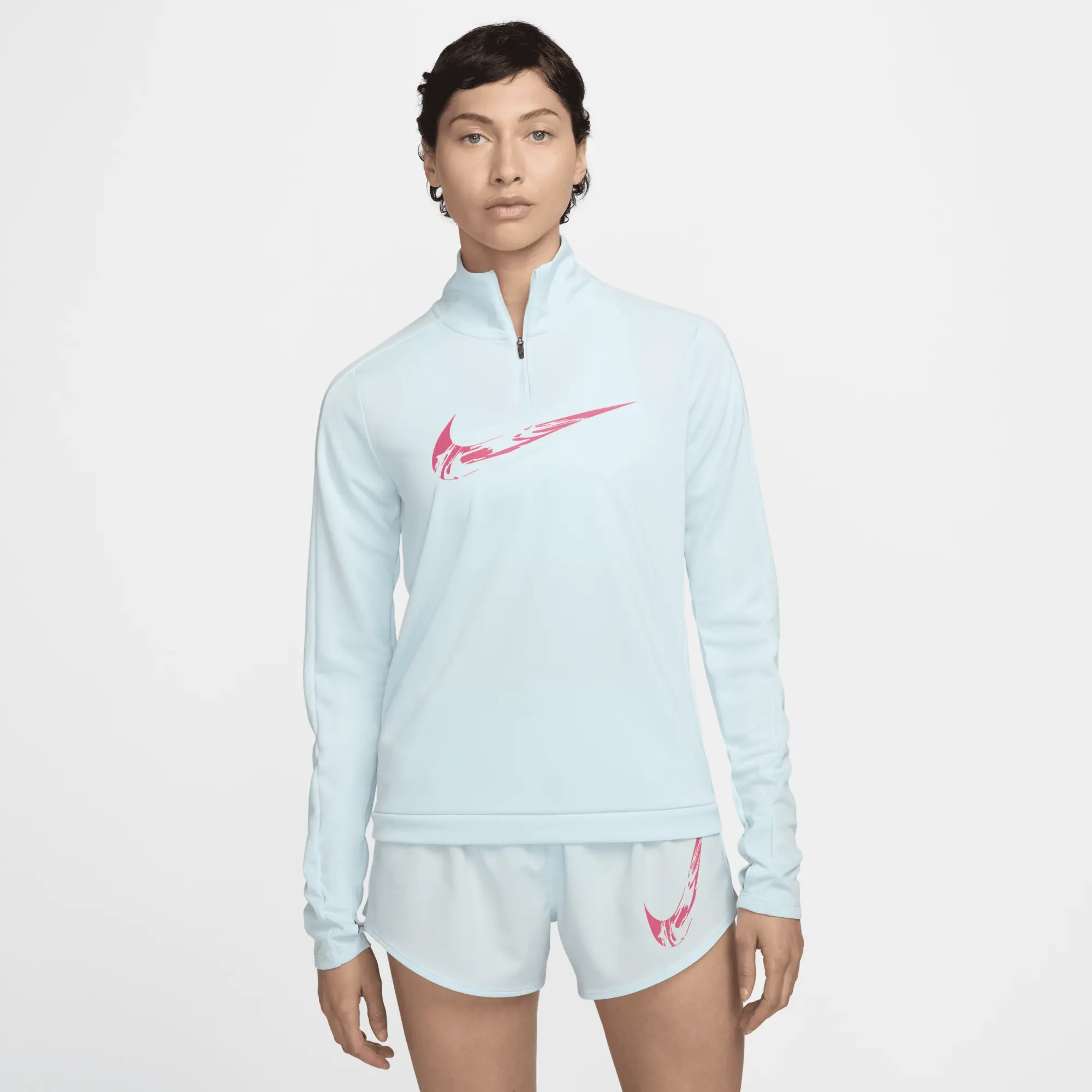 Nike Womens Swoosh HBR Midlayer Long-Sleeved T-Shirt - Blue - Size M - Blue