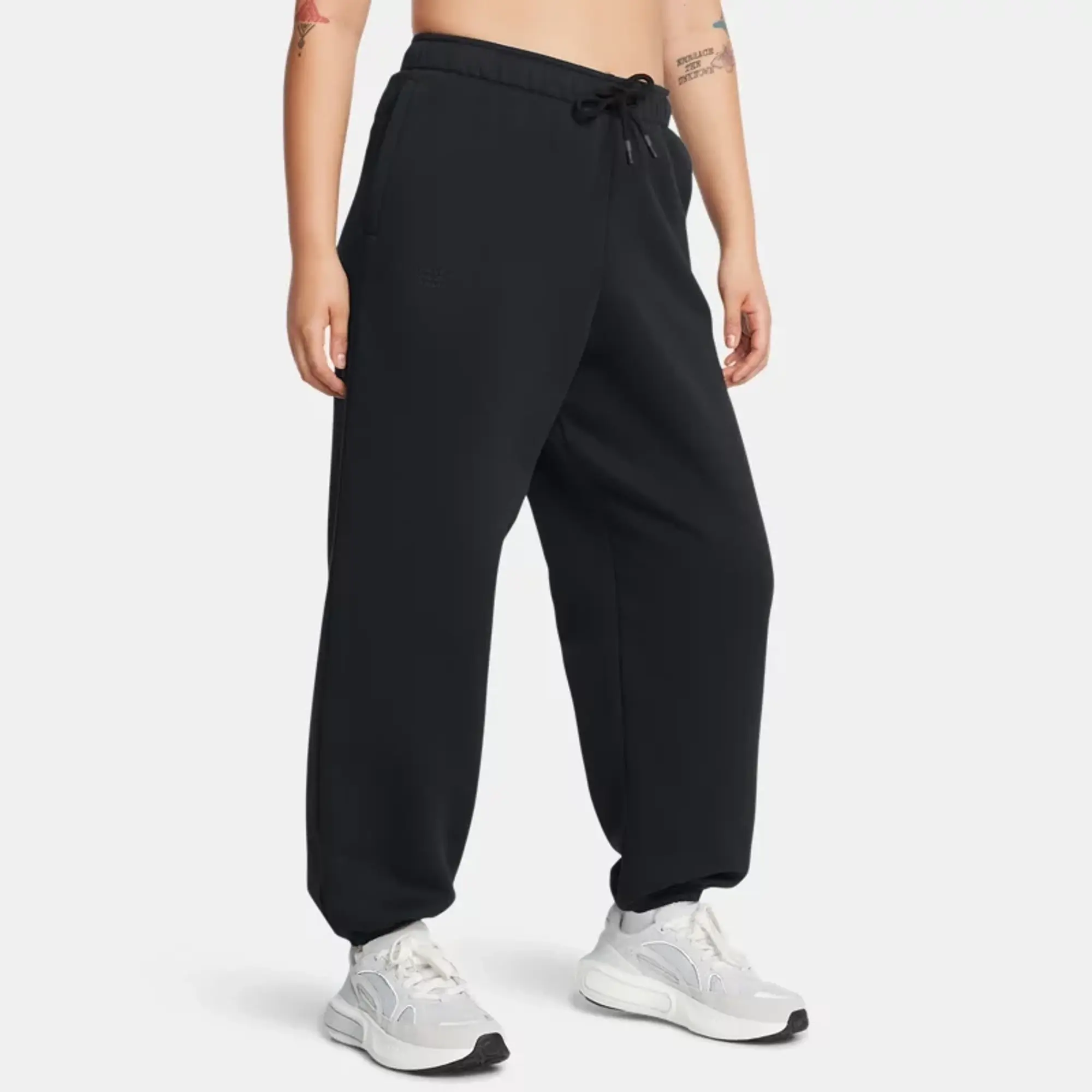 Women's  Under Armour  Icon Fleece Oversized Wordmark Pants Black / Black XS