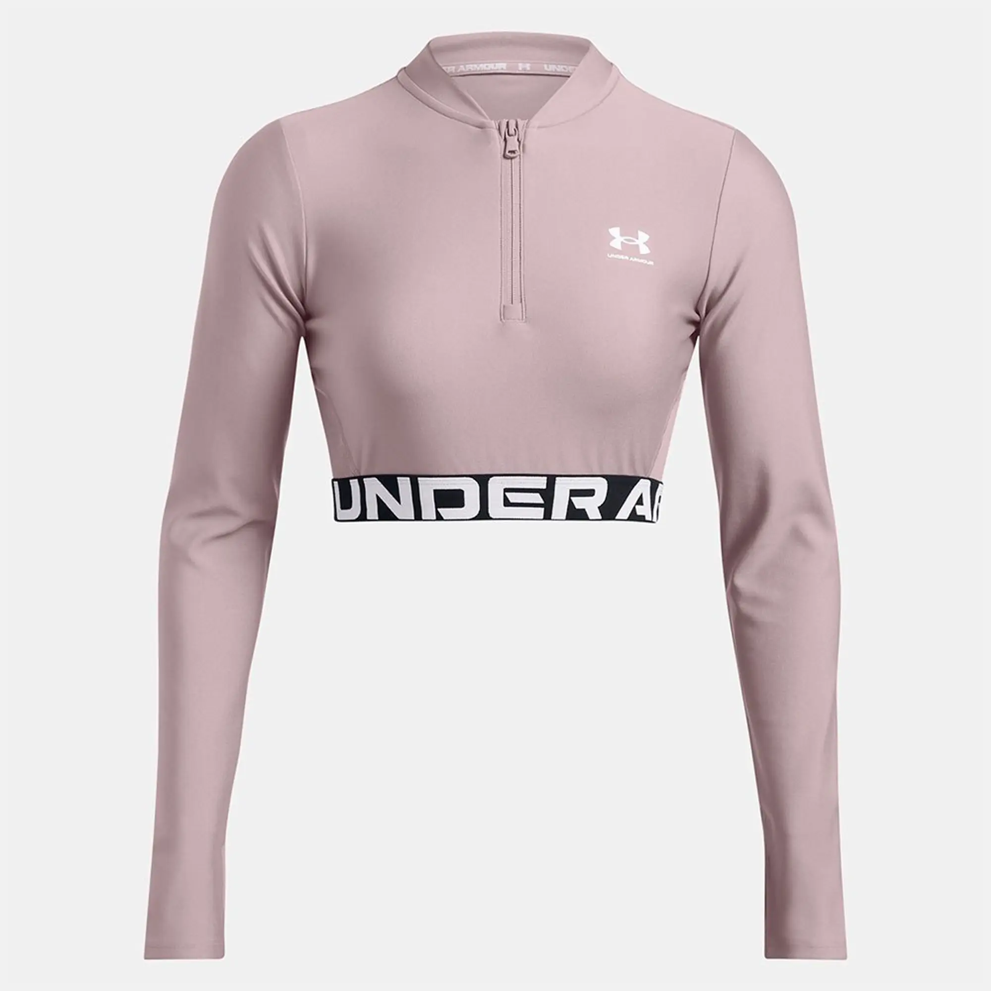 Under Armour Women's HeatGear® Rib ¼ Zip Long Sleeve Tetra Gray / White L