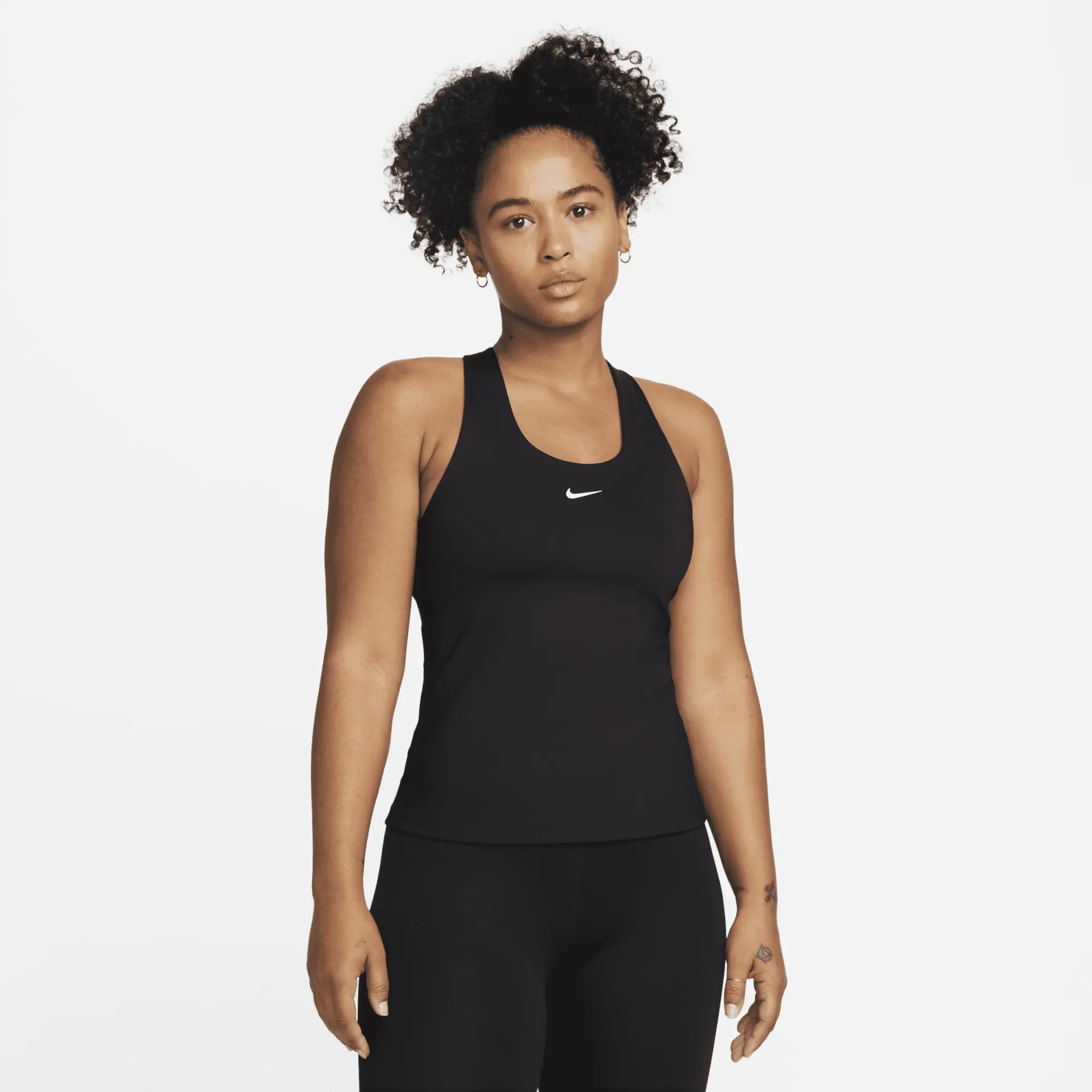 Nike Swoosh Women's Medium-support Padded Sports Bra Tank Top - Black - Recycled Polyester Minimum