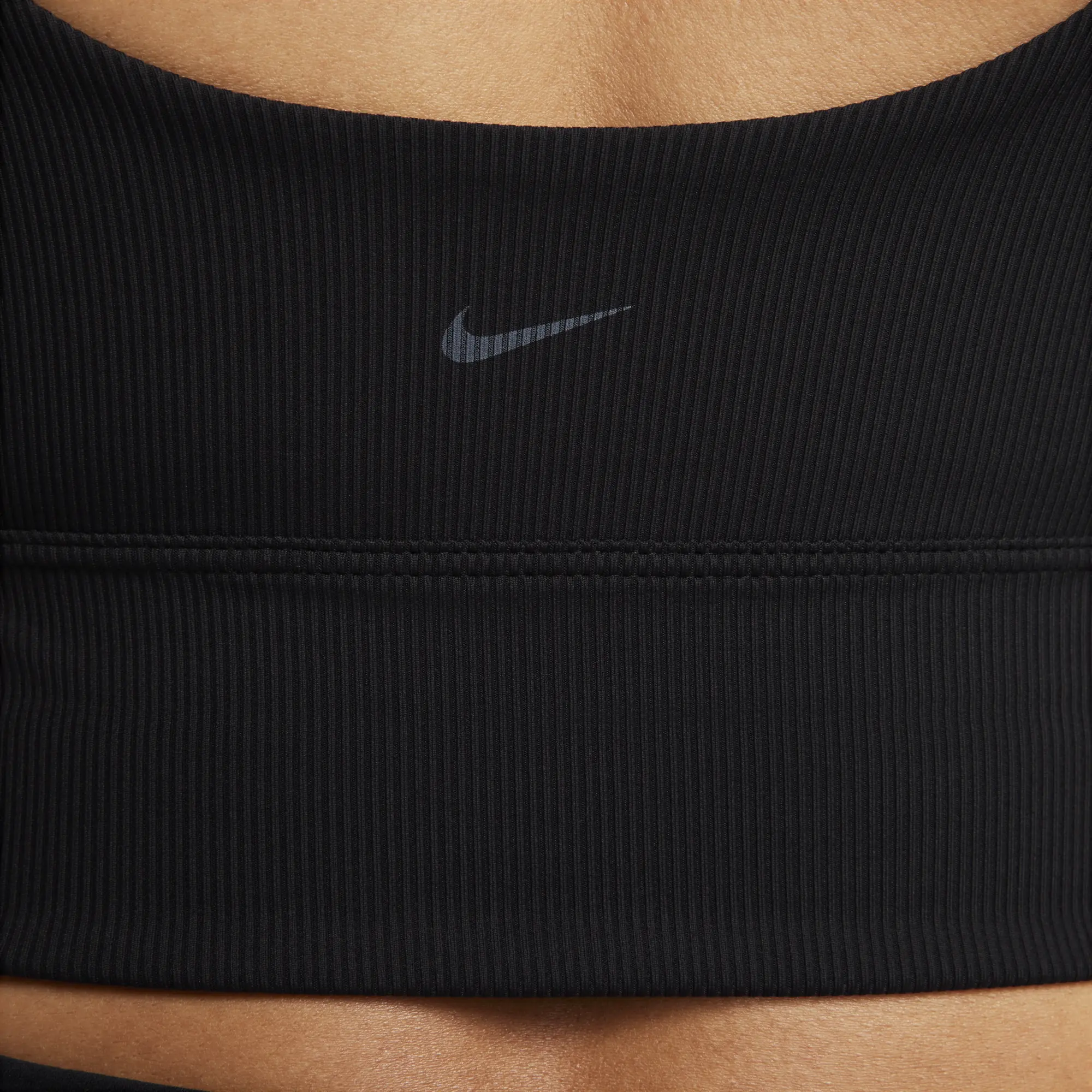 Nike Zenvy Rib Women's Light-Support Non-Padded Longline Sports Bra - Black - Recycled Nylon Minimum