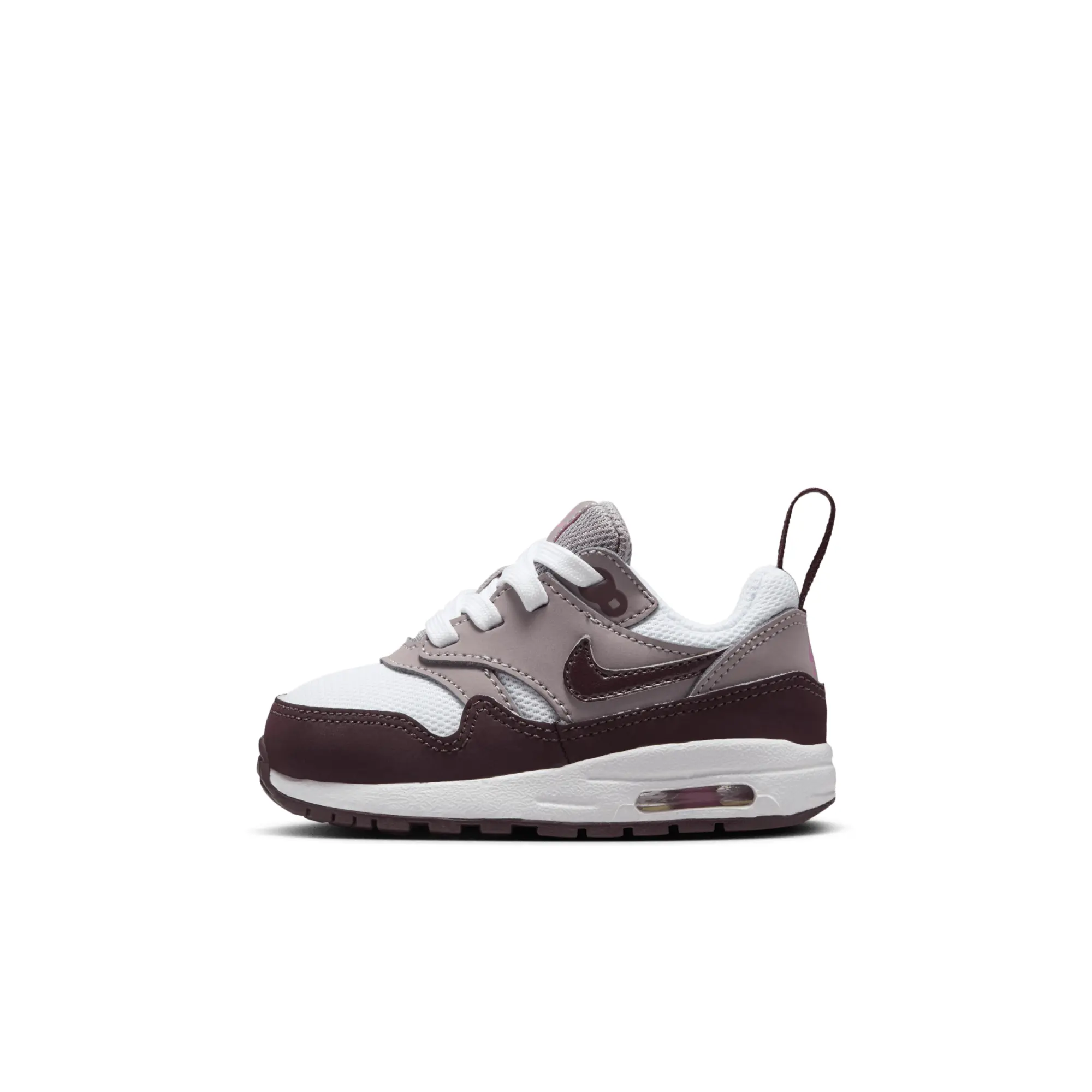 Nike white & burgundy air max 1 easyon Girls Toddler trainers