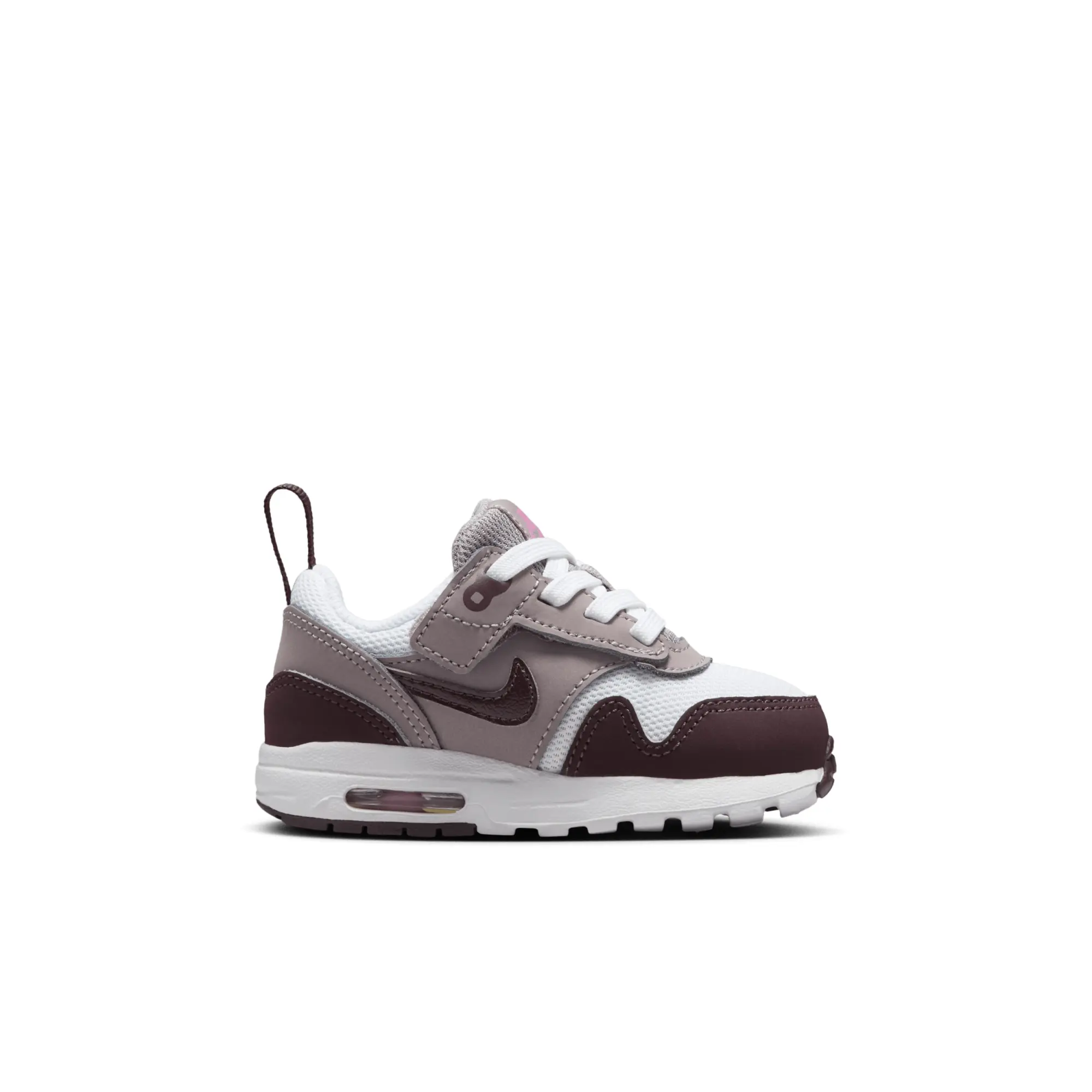 Nike white & burgundy air max 1 easyon Girls Toddler trainers