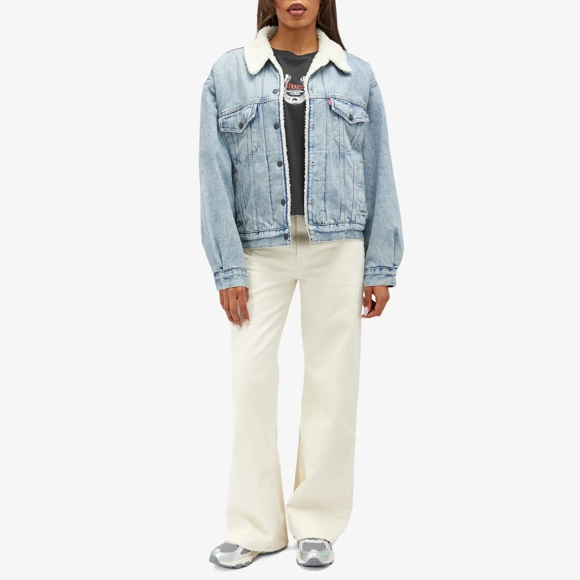 Levi's Women's Denim Sherpa Trucker Jacket Blue