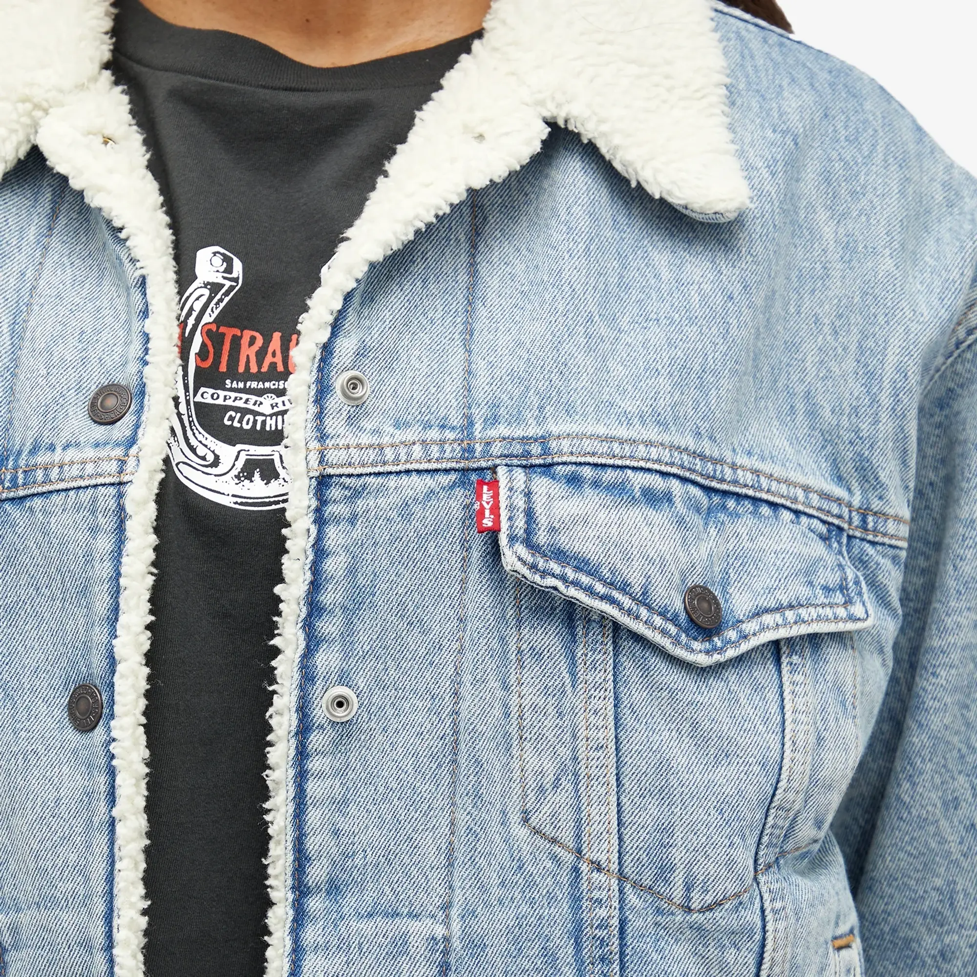 Levi's Women's Denim Sherpa Trucker Jacket Blue